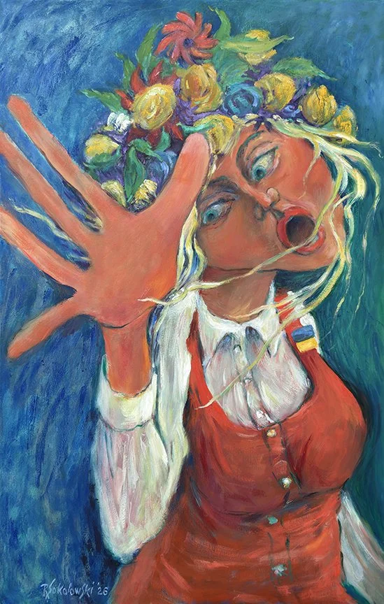 "The Cry Behind the Flowers", Oil on Canvas, 36" x 24".