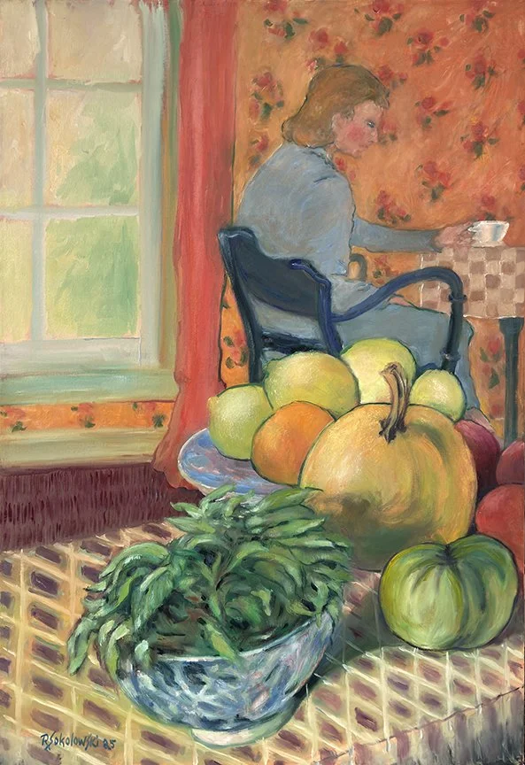 "Still Life with Mint", Oil on Canvas, 36" x 24".