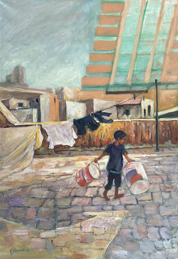 "Mohammad at Play", oil on canvas, 36" x 24"