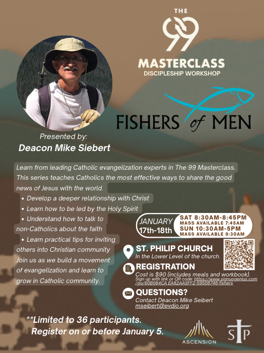  99 Masterclass Evangelization Workshop 
January 17th-18th
Click here for more information.