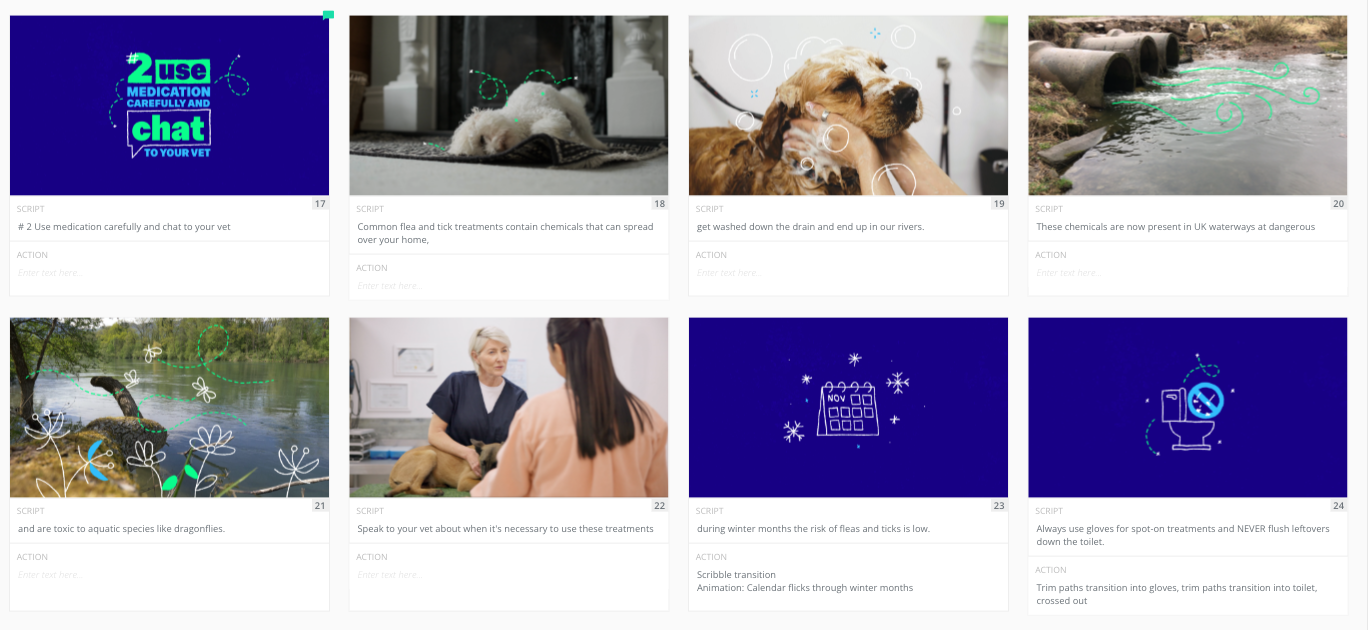 Screenshot of image-based storyboard with accompanying text