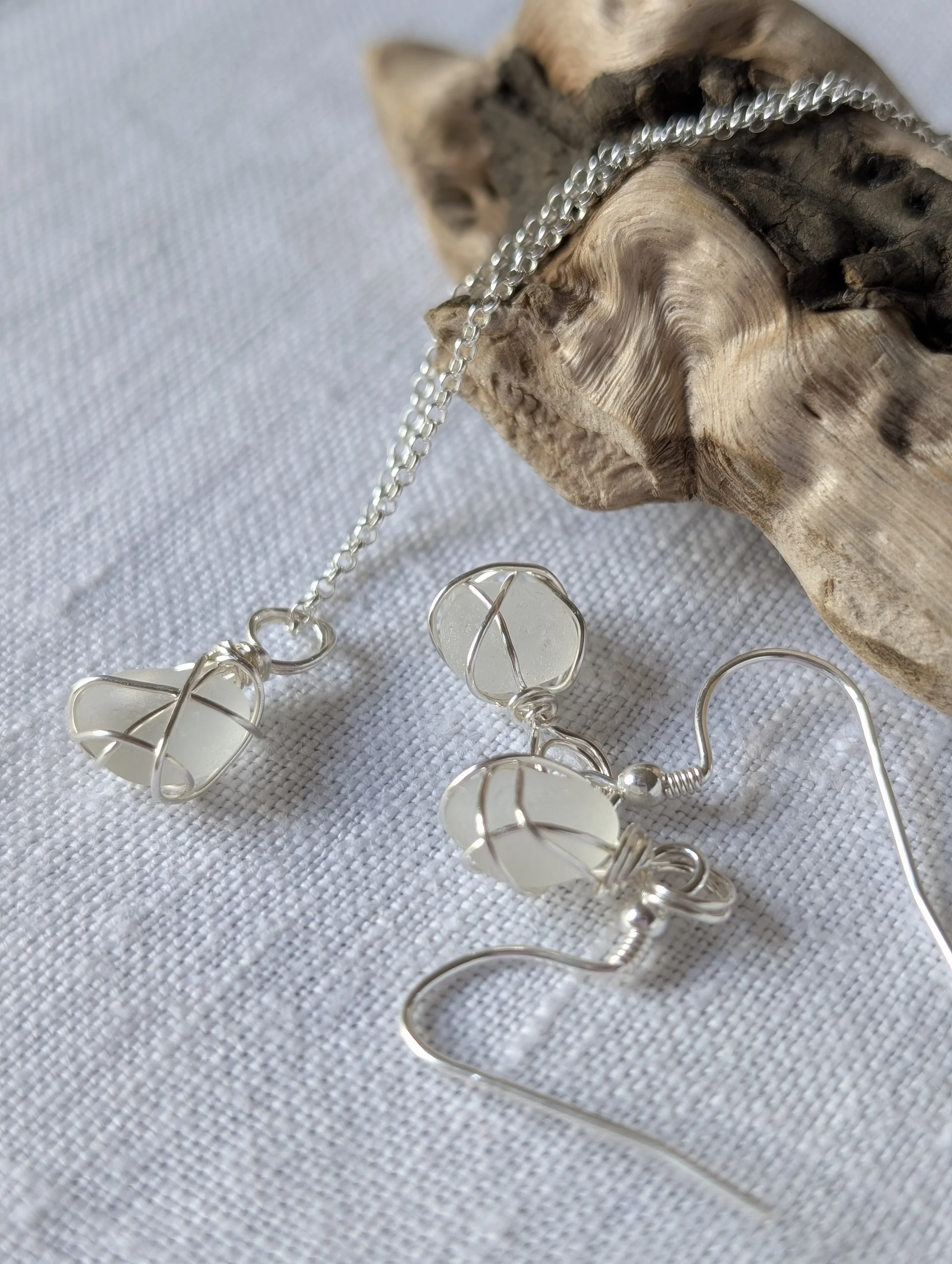 Handmade Frosty White Sea-glass and silver matching set  (3).jpg