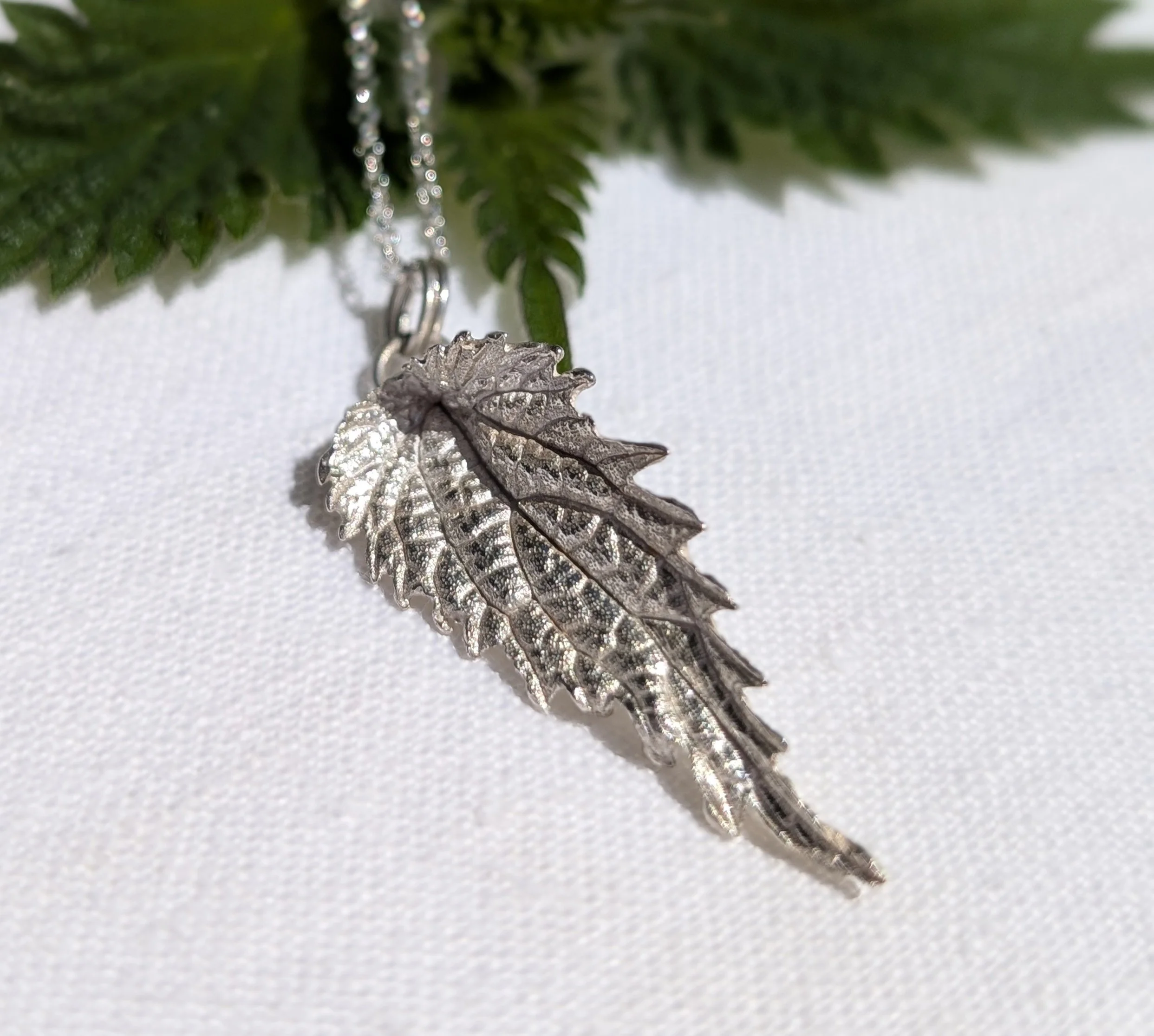 Handmade Fine Silver Nettle Leaf Pendant Necklace (3).jpg