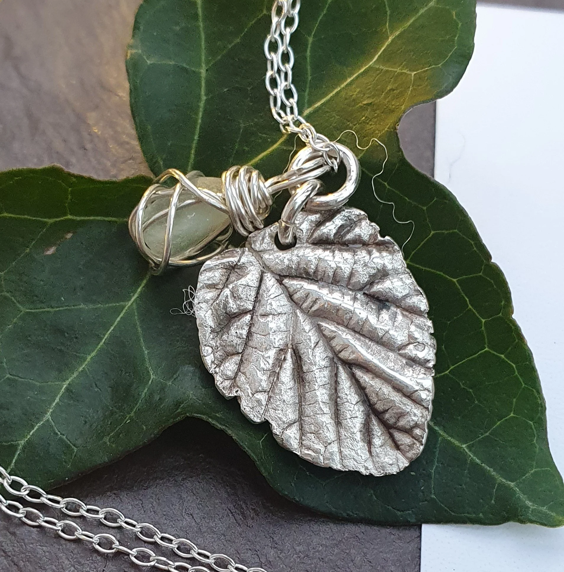 Fine-Silver-White-Sea-Glass-Botanical-Hazel-Leaf-Pendant-Necklace (1).jpg