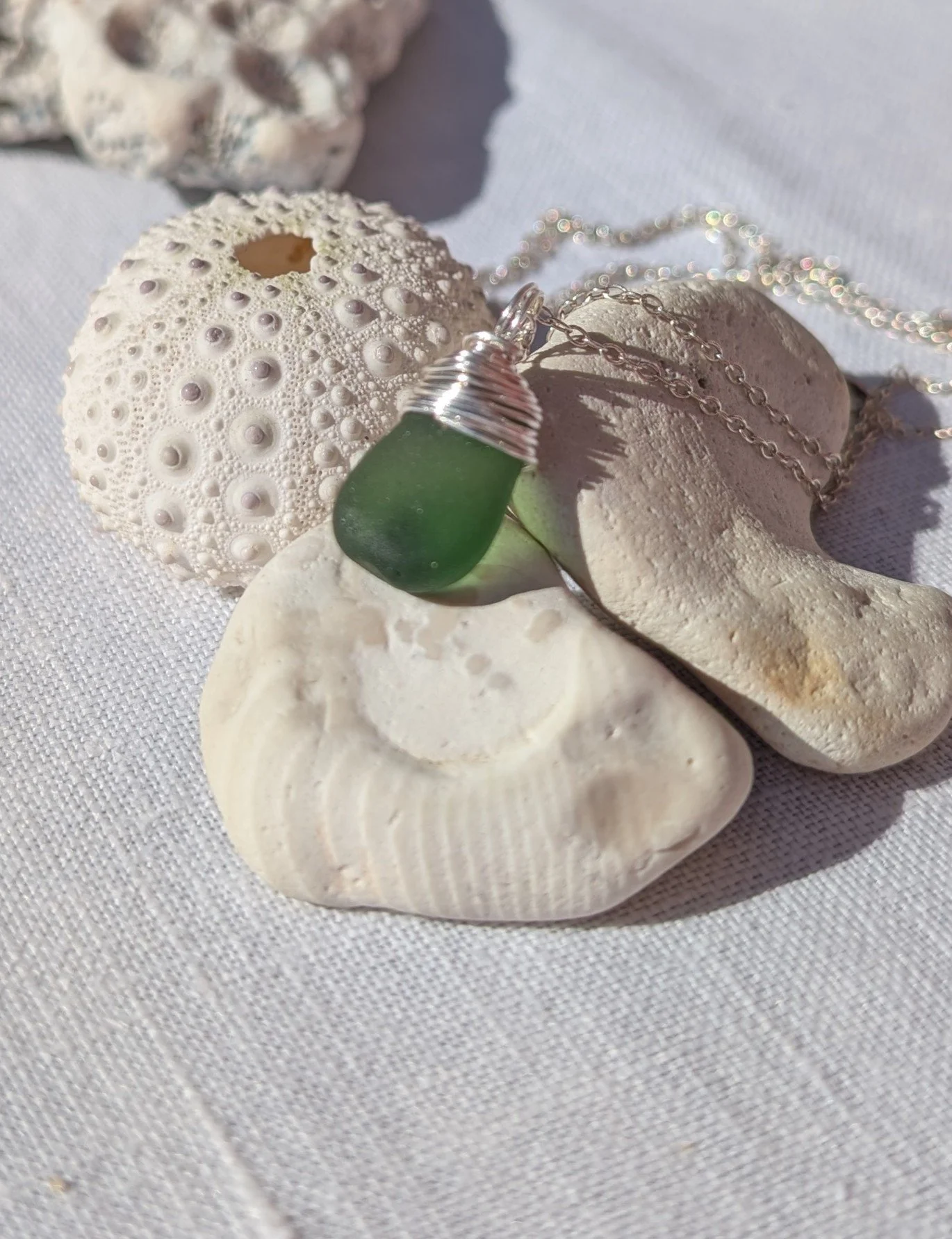 Sage-Green-Sea-Glass-Bean-Silver-Wire-top-necklace (3).jpg