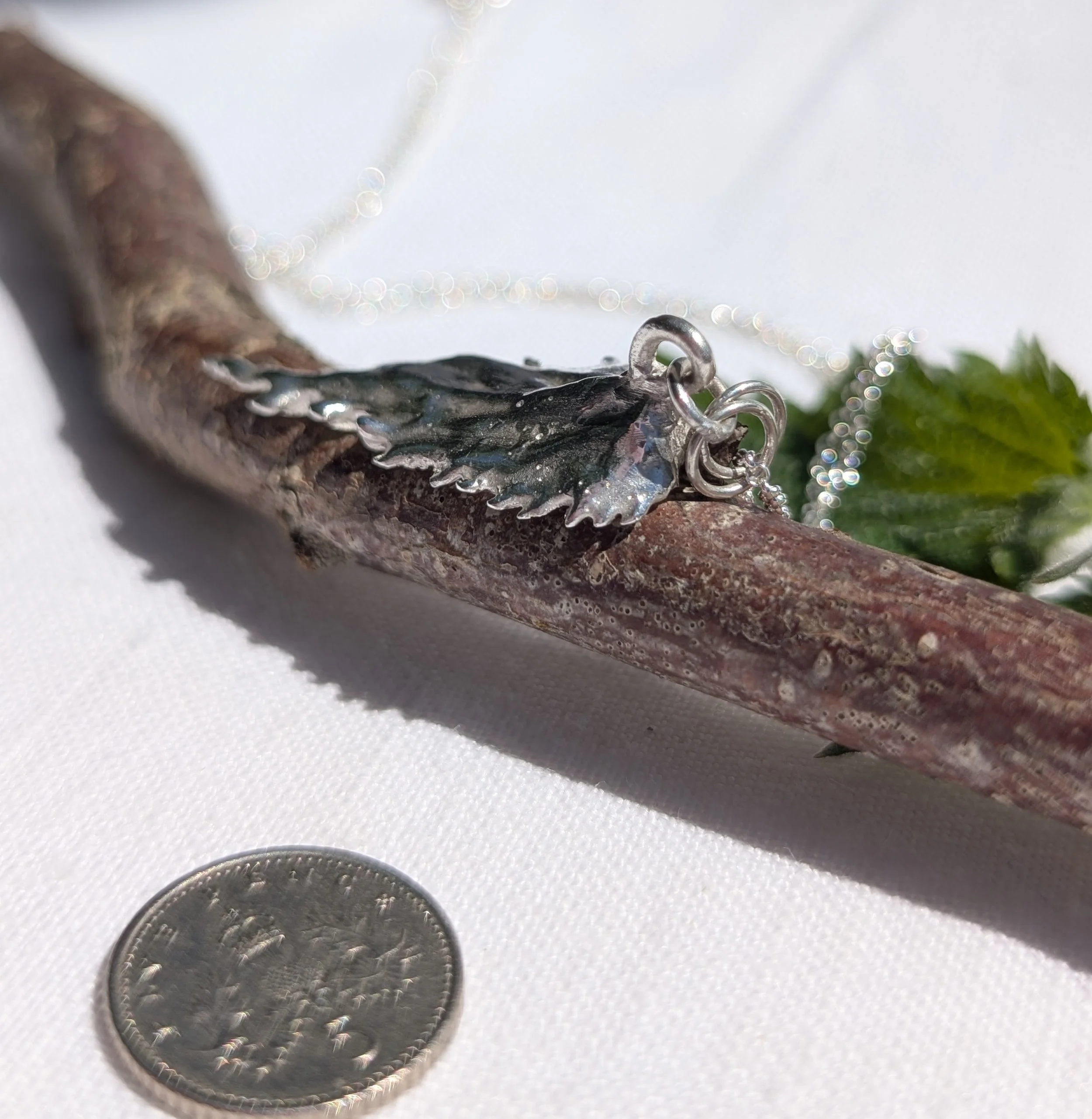 Handmade Fine Silver Nettle Leaf Pendant Necklace (1).jpg