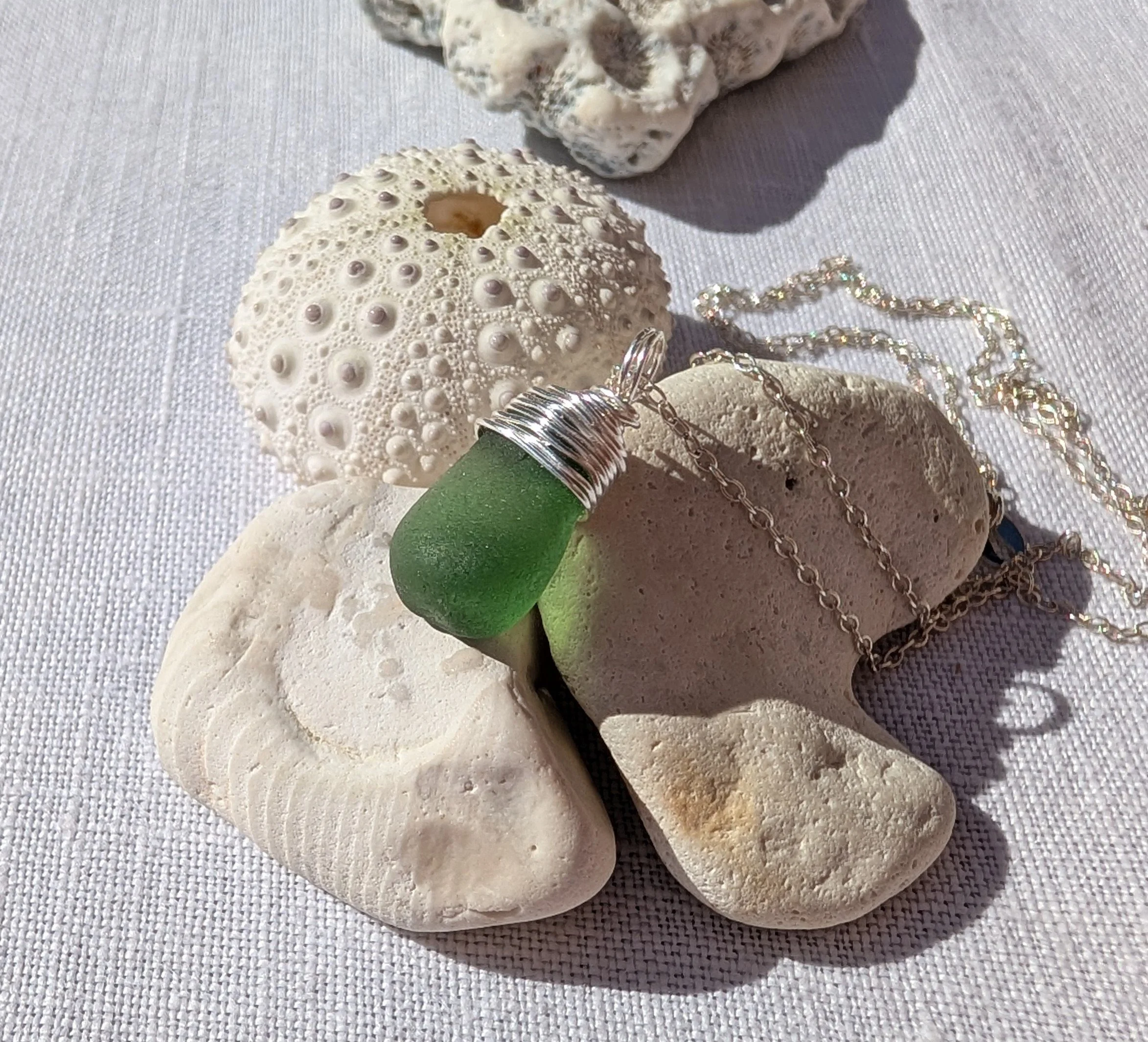 Sage-Green-Sea-Glass-Bean-Silver-Wire-top-necklace (4).jpg