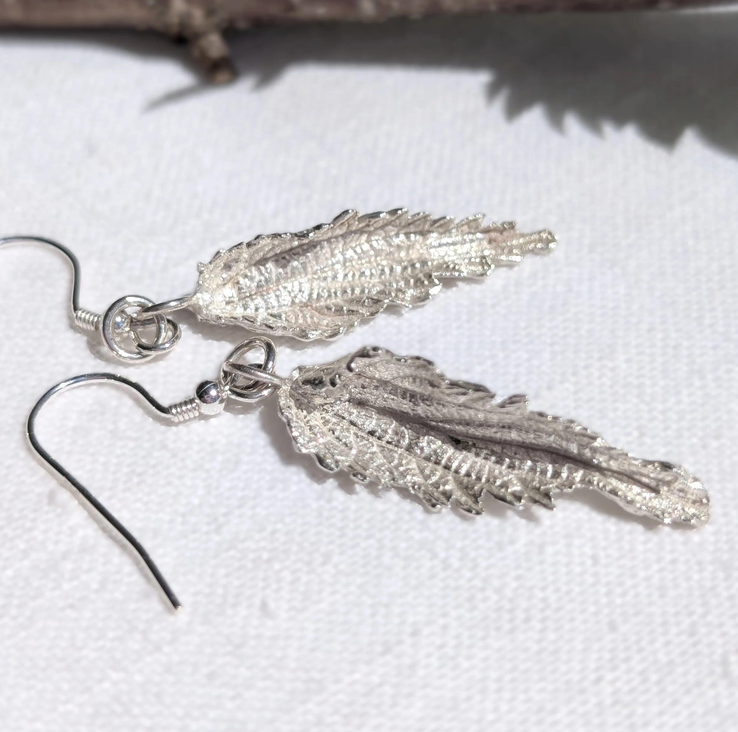 Fine Silver Nettle Leaf Dangly Earrings (9).jpg