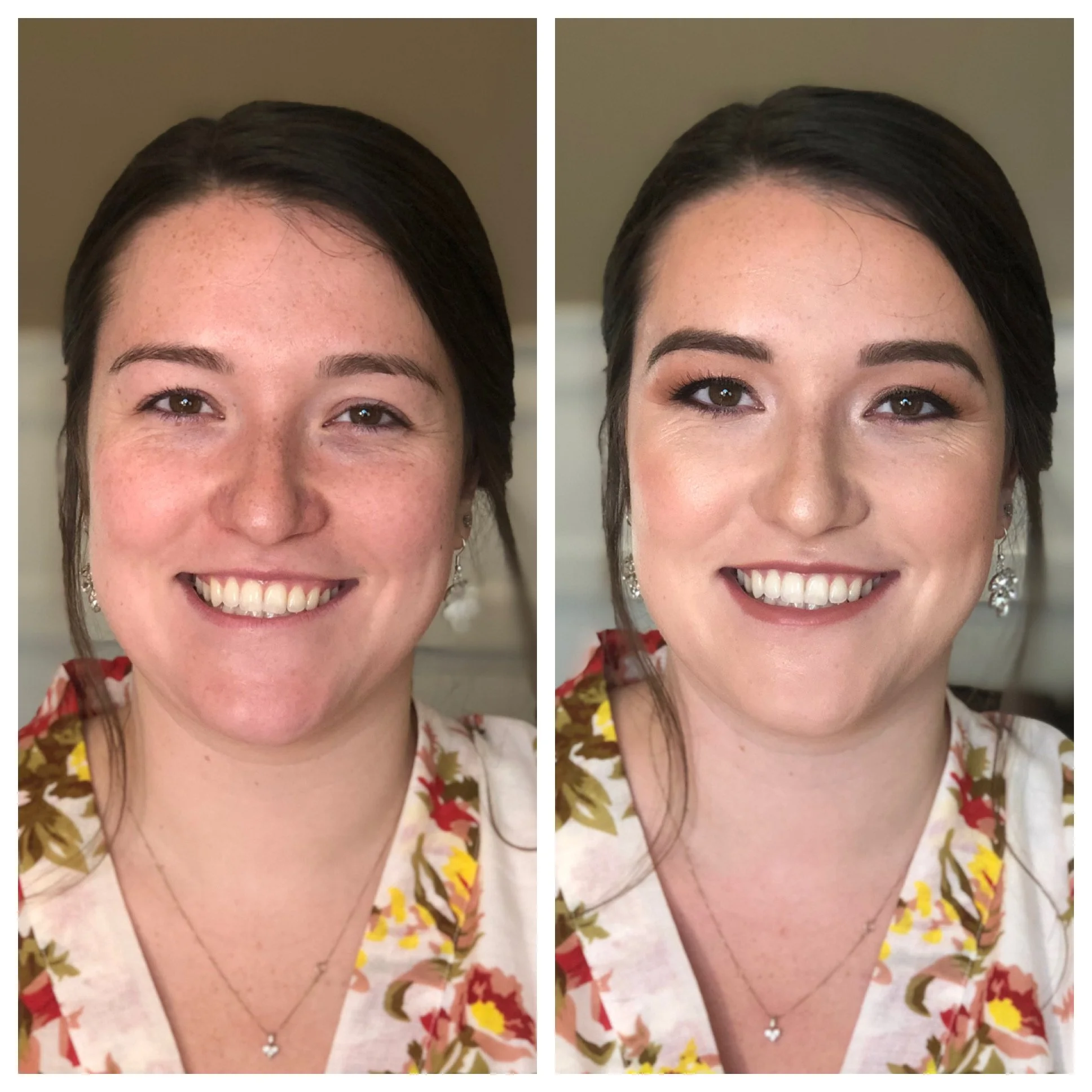 Makeup for pale skin types and pearlescent tones on a beautiful bridesmaid in Santa Clarita, California.