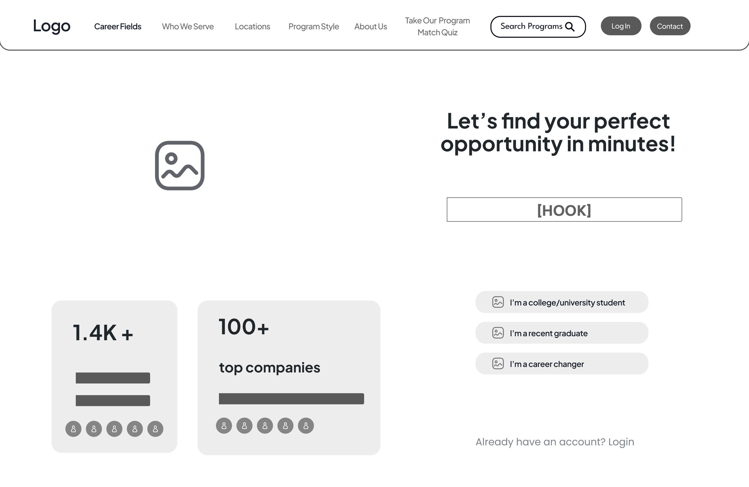 Landing page (Web)