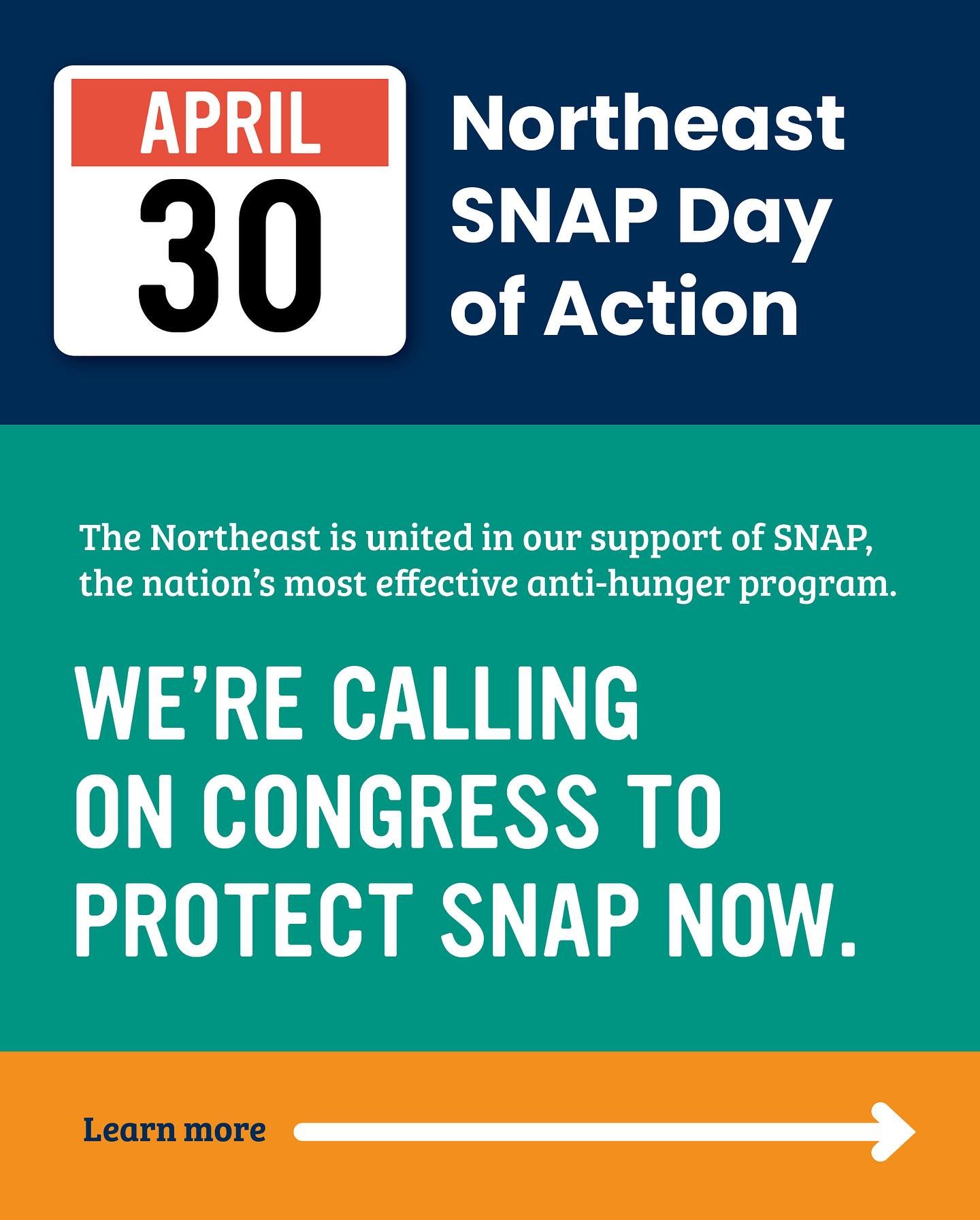 📣📢📣📢 This Wednesday APRIL 30, join us to protect SNAP! Congress is considering devastating cuts that would increase hunger, hurt our local farmers and grocers, and weaken our economy. The increase in hunger in our communities would put more of th