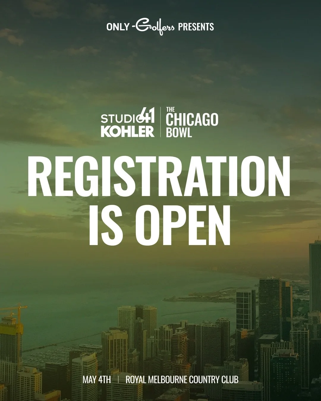 Registration is officially open for the Studio41 Chicago Bowl, presented by OnlyGolfers in partnership with @kohler.

📍 Royal Melbourne Country Club
📅 May 4
❤️ Proceeds benefitting @designs4dignity 

A full day of golf, community, and competition.
