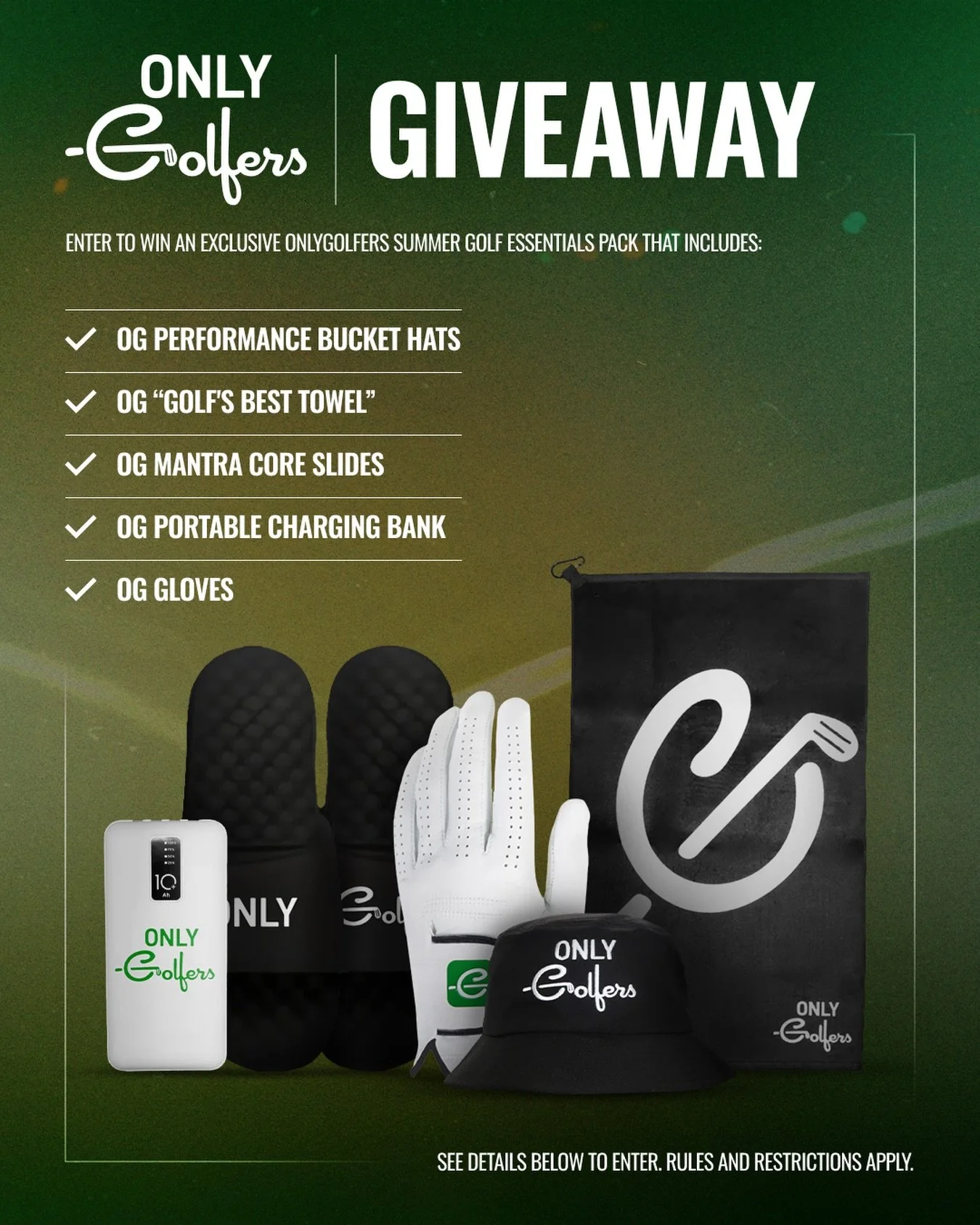 SUMMER GOLF ESSENTIALS. ON US. ⛳️

We&rsquo;re giving away an exclusive OnlyGolfers swag pack loaded with everything you need to level up your next round.

Here&rsquo;s how to enter:
&bull; Follow @onlygolfersapp
&bull; Download the app + create your