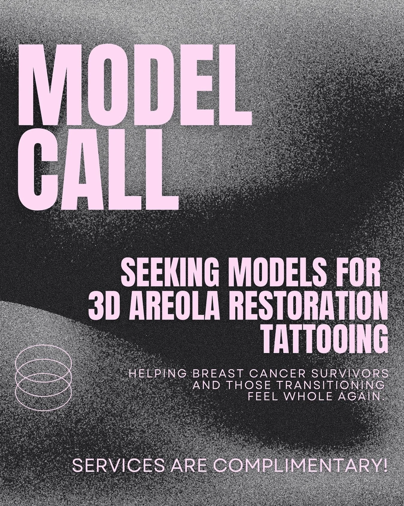 Seeking models for 3D Areola Restoration Tattooing 💗

I&rsquo;m expanding my artistry to include 3D Areola Tattooing - a deeply meaningful service for breast cancer survivors and individuals who&rsquo;ve undergone gender-affirming surgery.

I&rsquo;