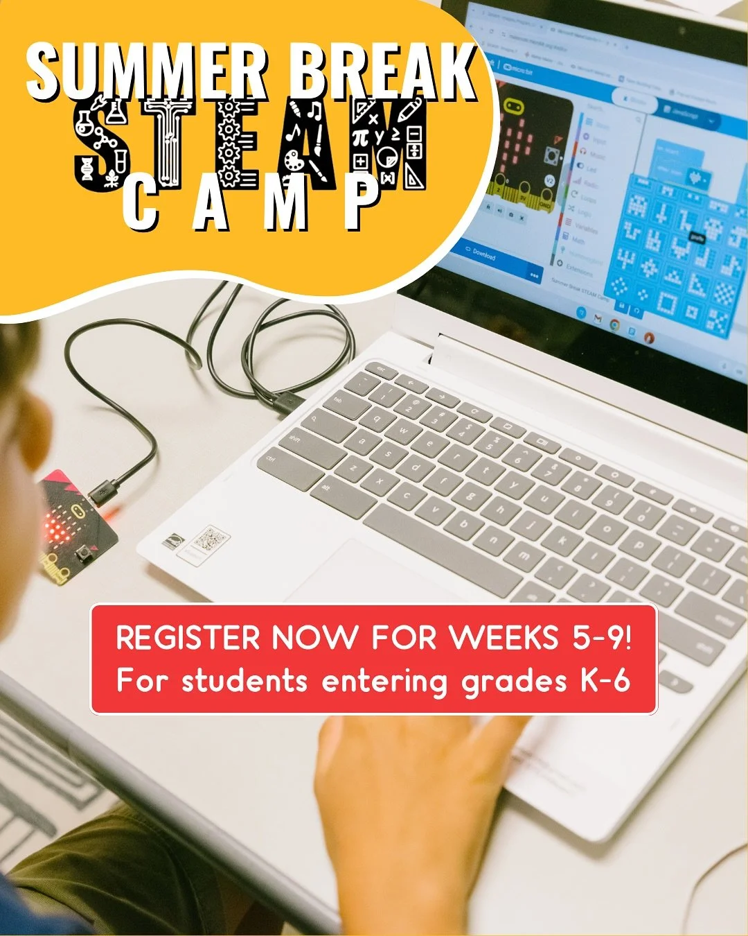 Summer is almost halfway done 🥲&nbsp;

BUT, we still got 4 more weeks of Summer Break STEAM Camp to keep the fun going 🥳&nbsp;Spots are open for both STEAM Jr. (Grades K-1) and STEAM Camp (Grades 2-6)! Be sure to check out the link in our bio to le