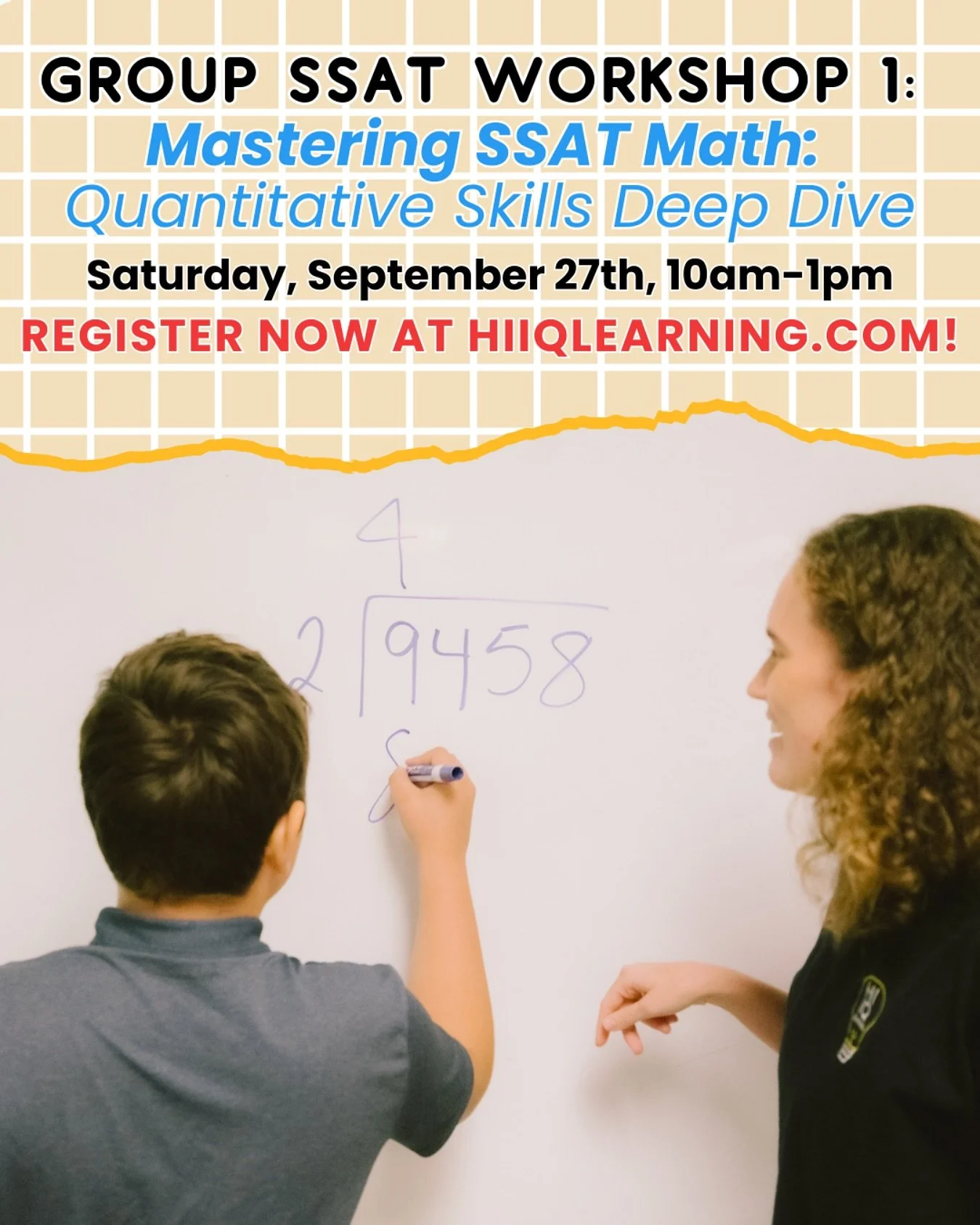 No Need to Solve the Problem Alone! 😉🧠

Our first workshop is Mastering SSAT Math: Quantitative Skills Deep Dive 💡

Join our expert-led Quantitative Math workshop and master the skills, strategies, and shortcuts your child needs to take on the SSA
