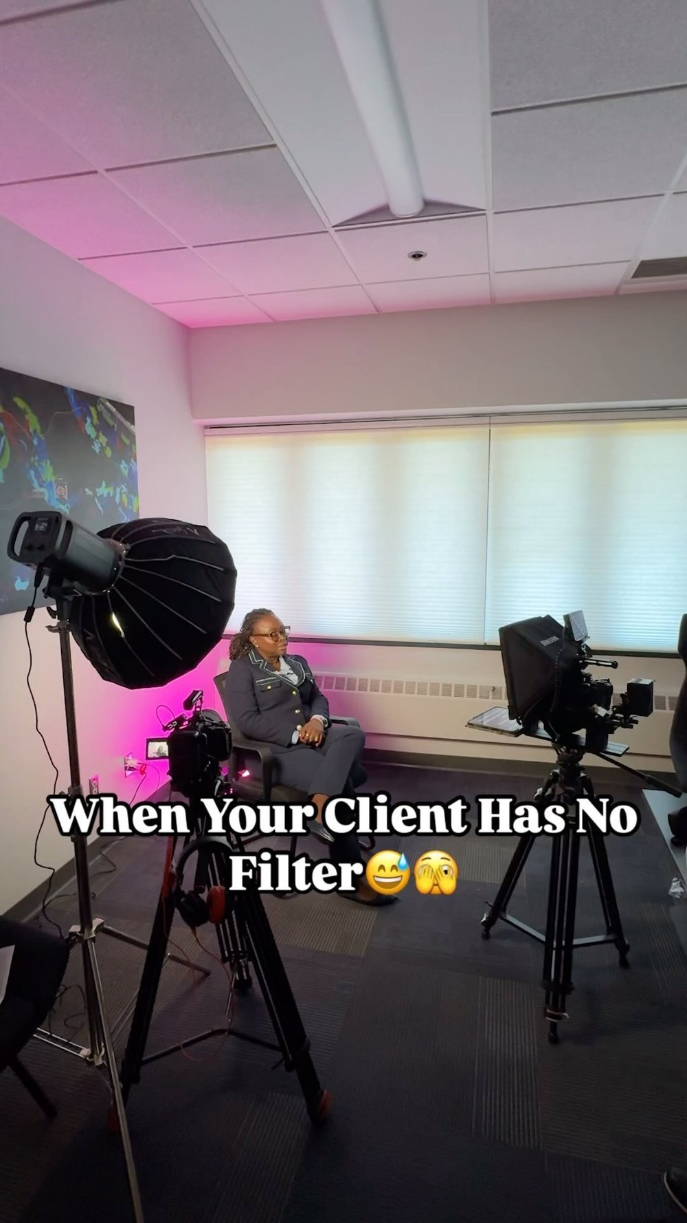 Two-camera interview setup with softbox lighting