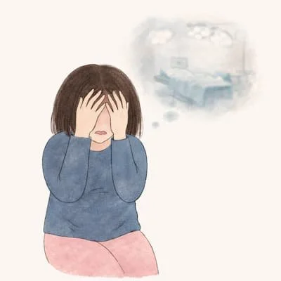picture of a women experiencing a flashback following a C-section