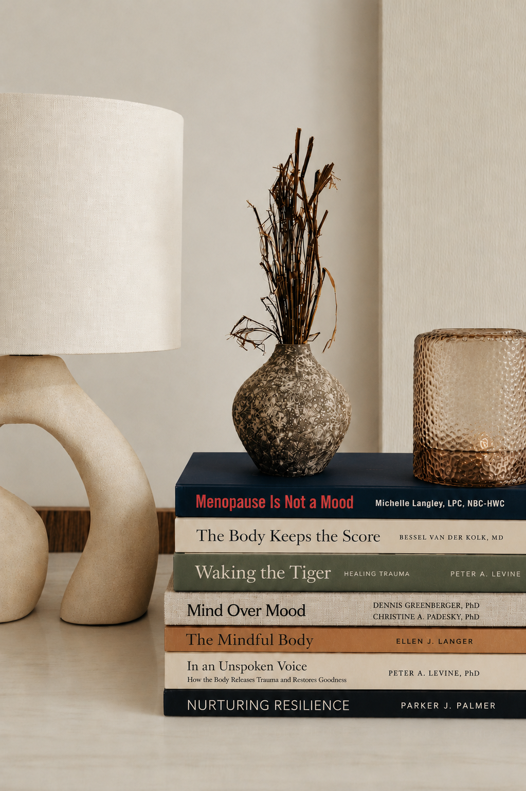 Books on trauma, physiology, and midlife mental health