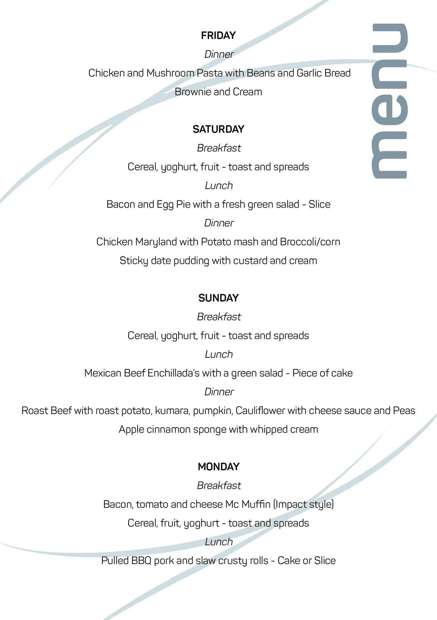 Preaching Menu. Example Impact Bible Conference
