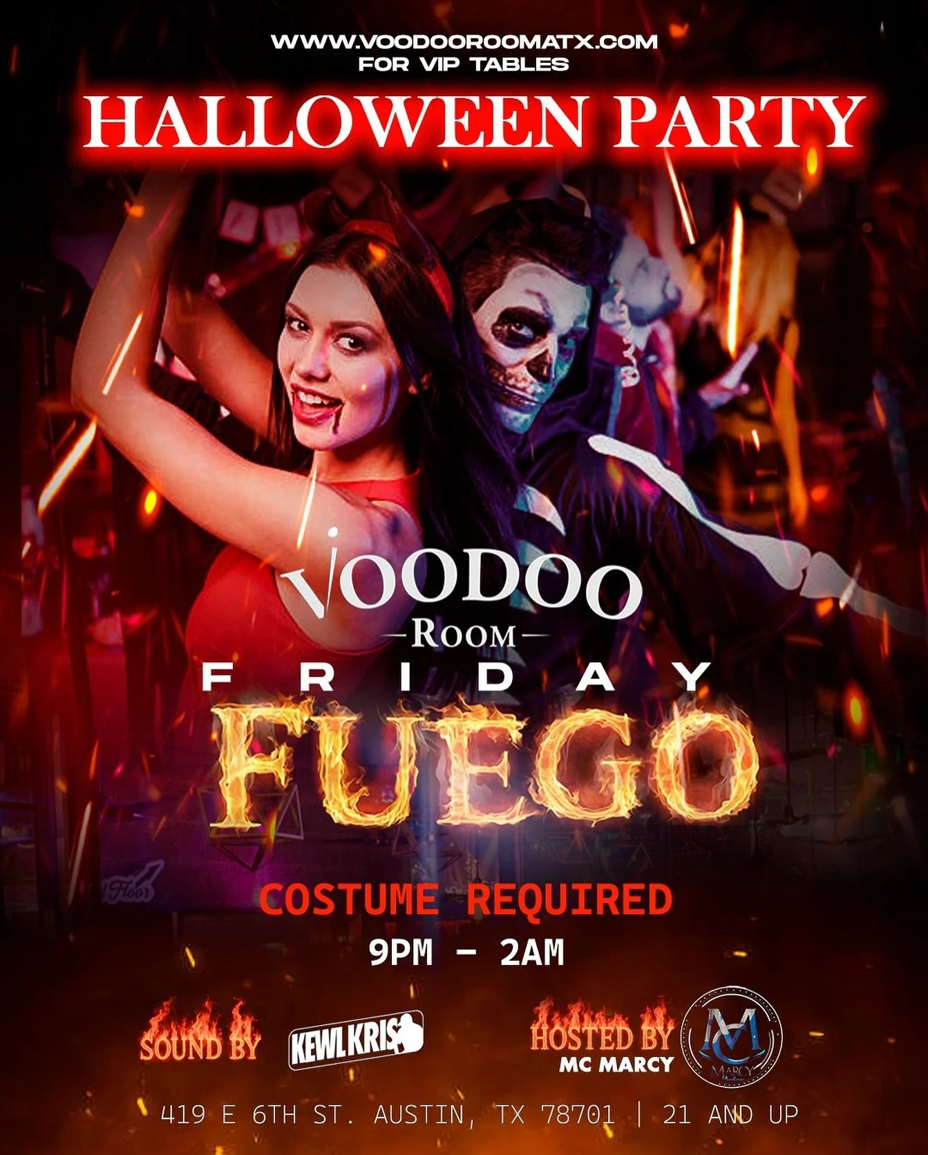 🎃👻 HALLOWEEN PARTY ALERT! 👻🎃
This Friday FUEGO at Voodoo Room is gonna be INSANE 🔥💀
Costumes REQUIRED &mdash; so bring your best look and get spooky with us 😈

⚡️Get there EARLY to skip the line &mdash; this one&rsquo;s gonna be PACKED!
🎶 Sou