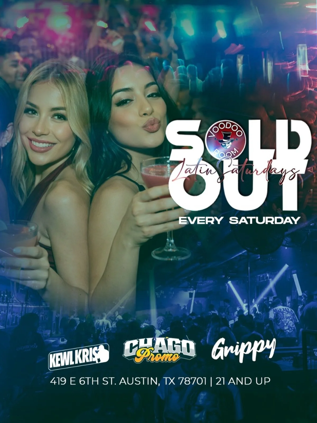 🔥 SOLD OUT Latin Saturdays 🔮
The hottest Latin party in Austin is at Voodoo Room 💃🏽🕺🏽
Non-stop vibes, packed dance floor, and VIP energy all night 🍾
VIP tables available
👉 voodooroomatx.com
📍 419 E 6th St, Austin, TX
🔞 21+