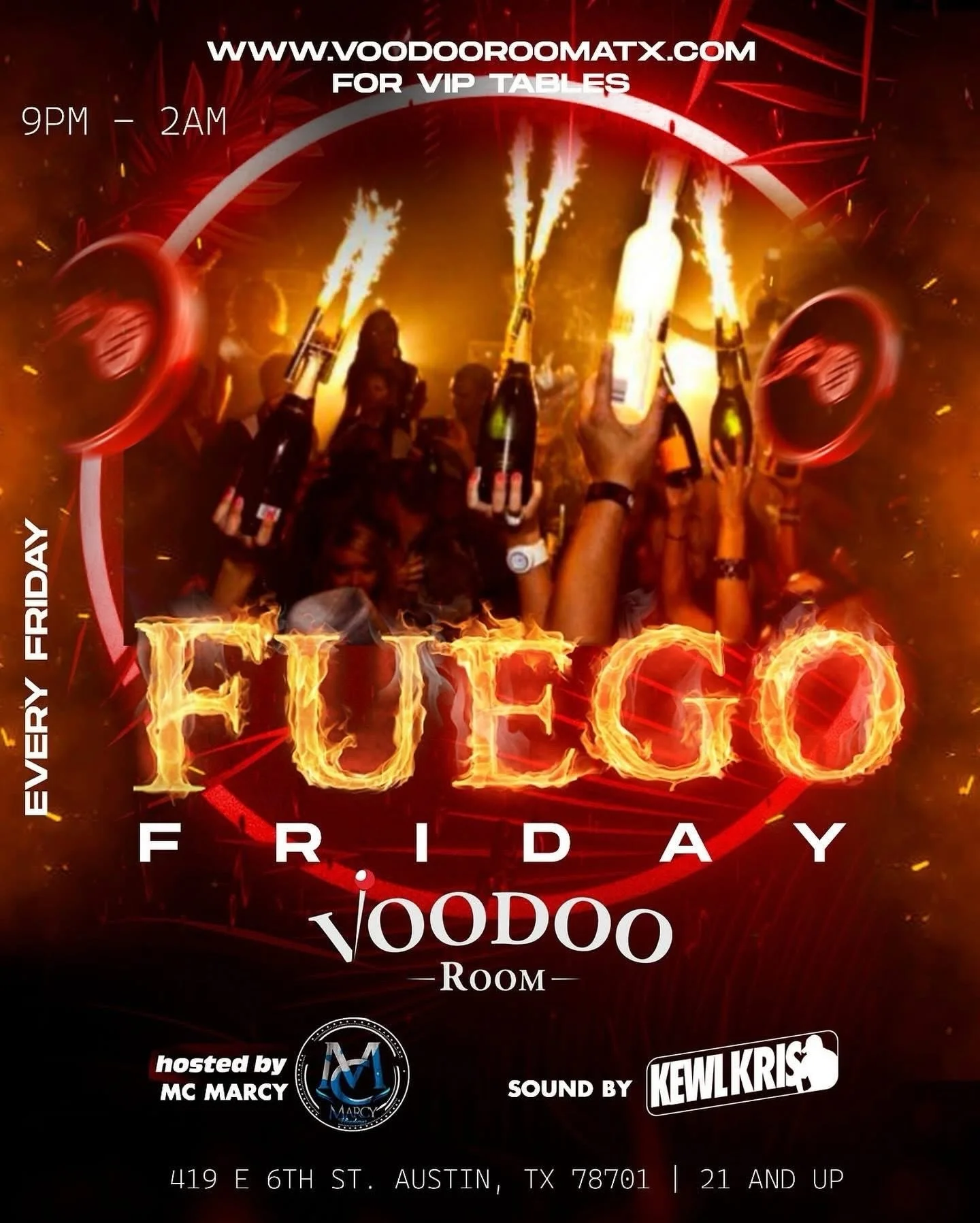 🔥 TONIGHT IS THE NIGHT 🔥

FU🔥GO FRIDAY is going ALL THE WAY UP at Voodoo Room 🖤
Music, vibes, and energy you don&rsquo;t wanna miss.

📍 Voodoo Room &ndash; Austin
🕘 9PM &ndash; 2AM
🎤 Hosted by MC Marcy
🎧 Sound by KewlKris
🍾 VIP Tables: voodo