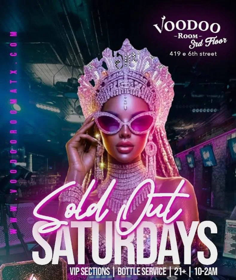 EVERY SATURDAY &mdash; LOCK IN 🔒🔥

SOLD OUT SATURDAYS @ VOODOO ROOM 💜
3rd Floor | 419 E 6th

This ain&rsquo;t a one-time thing&hellip;
we OUTSIDE every single Saturday 😮&zwj;🔥

🍾 Sections &amp; Bottle Service available
21+ | 10PM&ndash;2AM

Sam