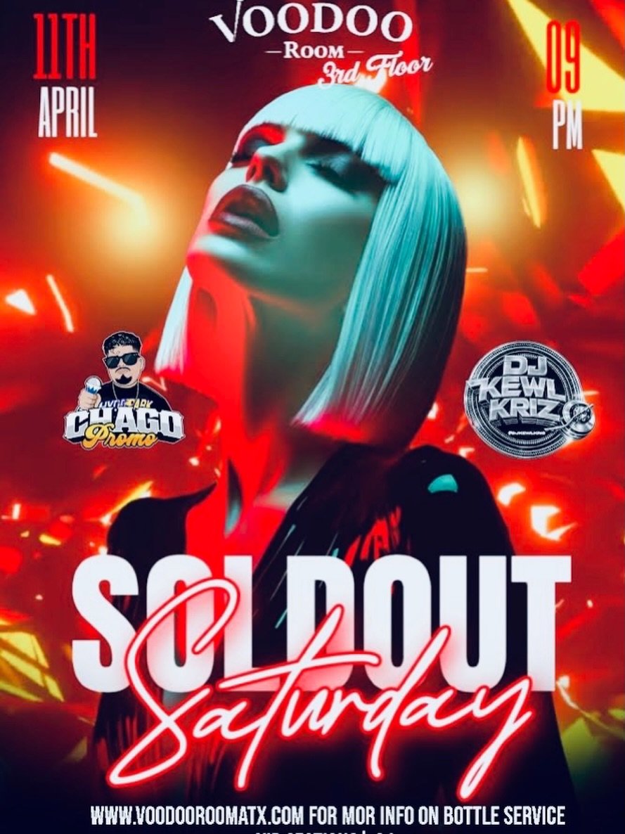 🔥 SOLD OUT SATURDAY 🔥

Get ready for a night you won&rsquo;t forget&hellip;📍 Voodoo Room &ndash; 3rd Floor🗓 April 11th⏰ 9PM

🎧 Live DJ sets🍾 VIP sections available⚡ High energy. Good vibes. All night.

This is THE party everyone&rsquo;s talking