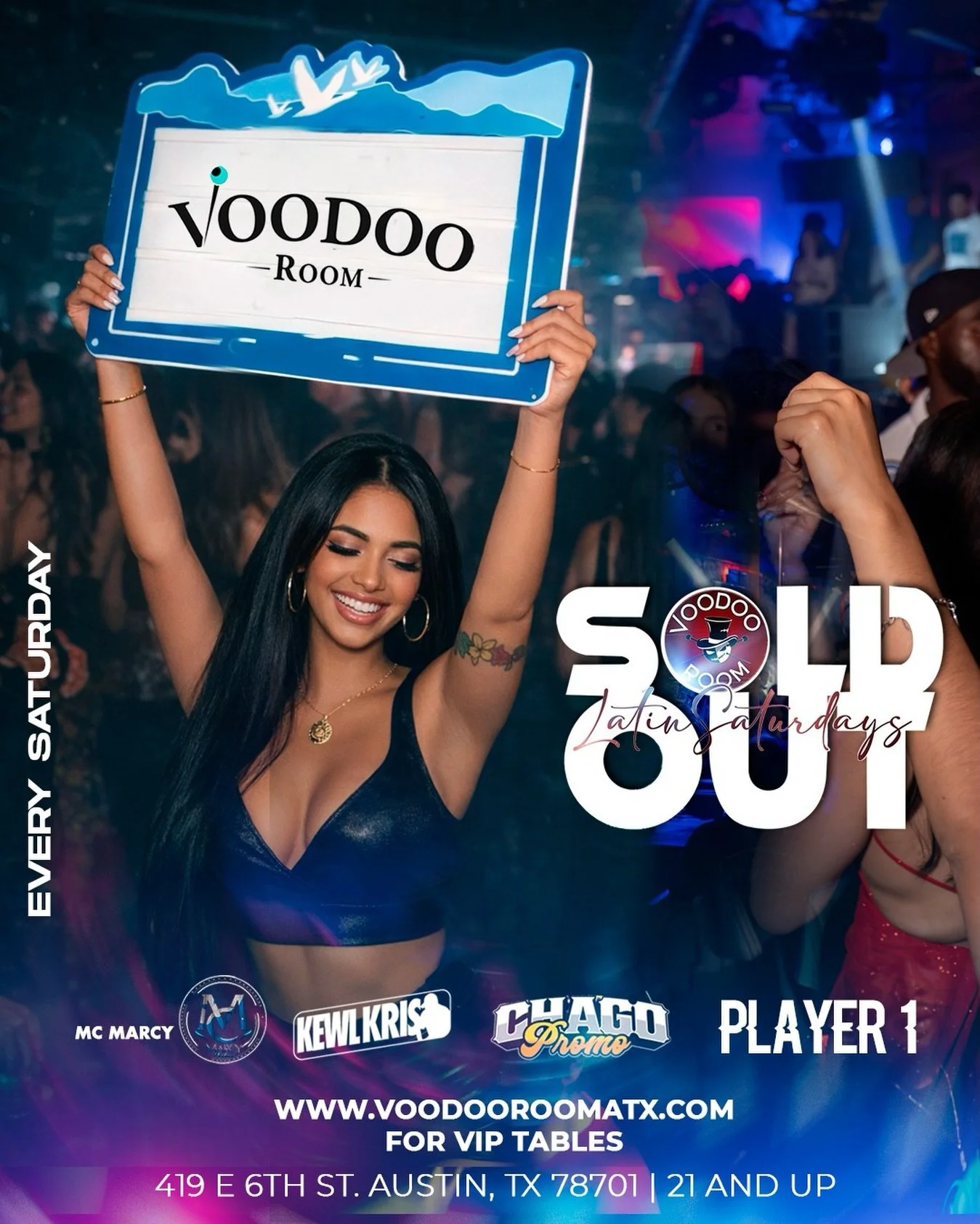 🔥 TONIGHT at Voodoo Room 🔥
Latin Saturdays going ALL OUT 💃🏽🕺🏽

Good vibes, good music, and even better energy all night long 🎶✨
Pull up with your crew and let&rsquo;s make it a night to remember 🍾

📍 419 E 6th St, Austin
⏰ Doors open late
🔞