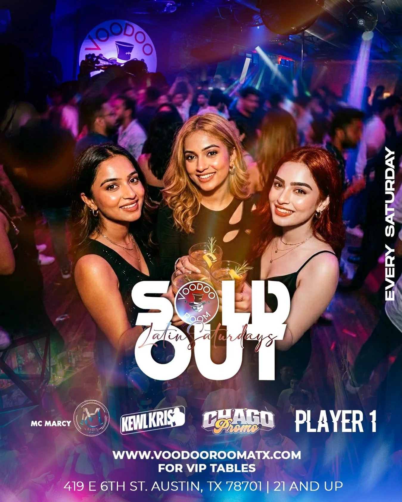 ✨ Saturdays hit different at Voodoo Room 🔥Latin vibes, bottle service, and the best energy on 6th Street 💃🏽🕺🏽

Pull up for SOLD OUT Saturdays 

📍 Voodoo Room Austin🗓 Every Saturday🥂 VIP Tables Available🔞 21+

Who&rsquo;s outside this weekend
