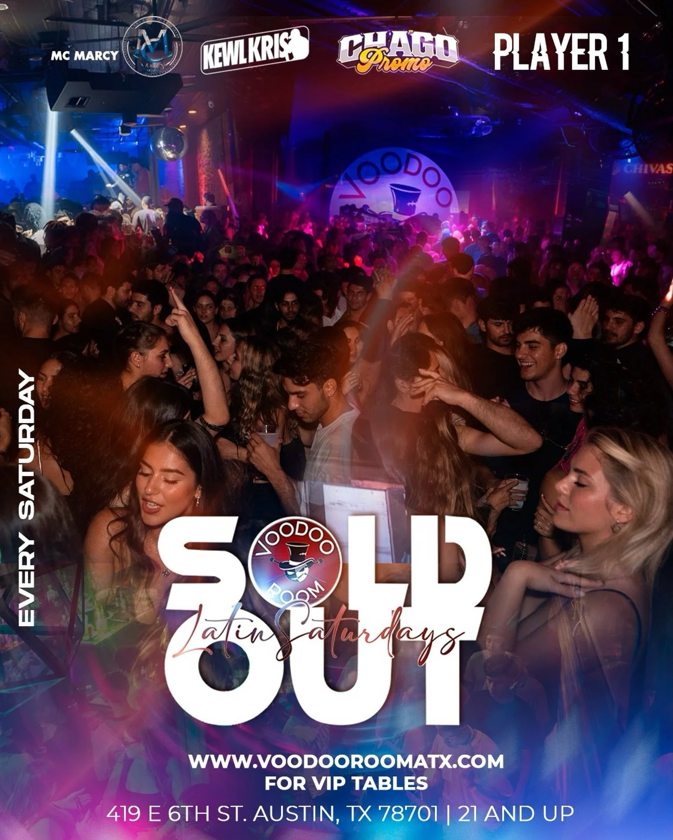 🔥 TONIGHT at Voodoo Room 🔥

Get ready for SOLDO OUT &ndash; Latin Saturdays 💃🕺The energy, the music, the crowd&hellip; it all hits different on a Saturday night.

🎶 Latin vibes all night🍾 VIP tables available📍 419 E 6th St, Austin TX🔞 21+

Pu