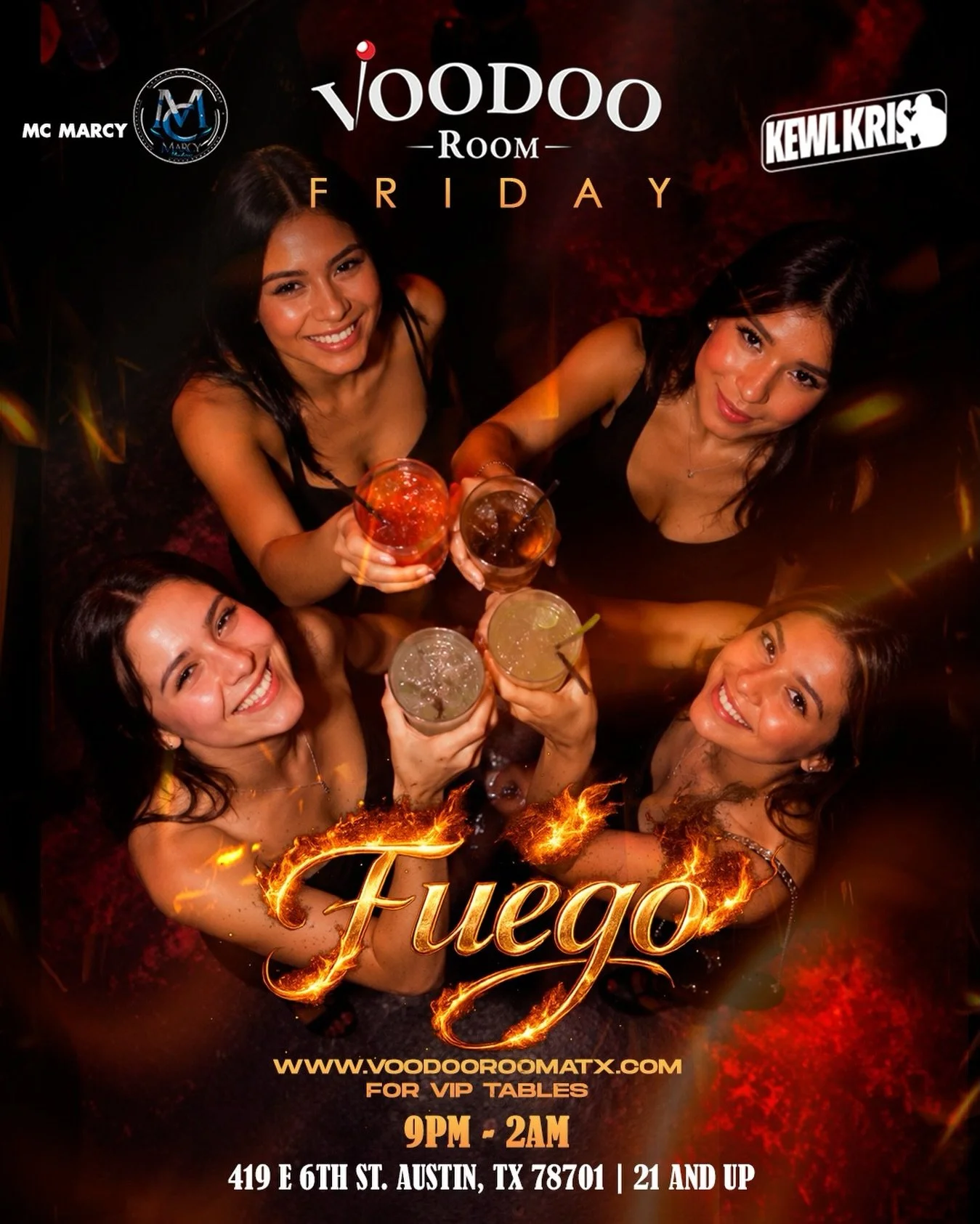 🔥 TONIGHT AT VOODOO ROOM 🔥

FUEGO FRIDAYS is going all the way up tonight at Voodoo Room Austin! 🍾🔥
Grab your crew, your best fit, and let&rsquo;s make it a movie.

🎶 Latin &bull; Hip-Hop &bull; Reggaeton &bull; Top Hits
🍹 VIP Tables Available
