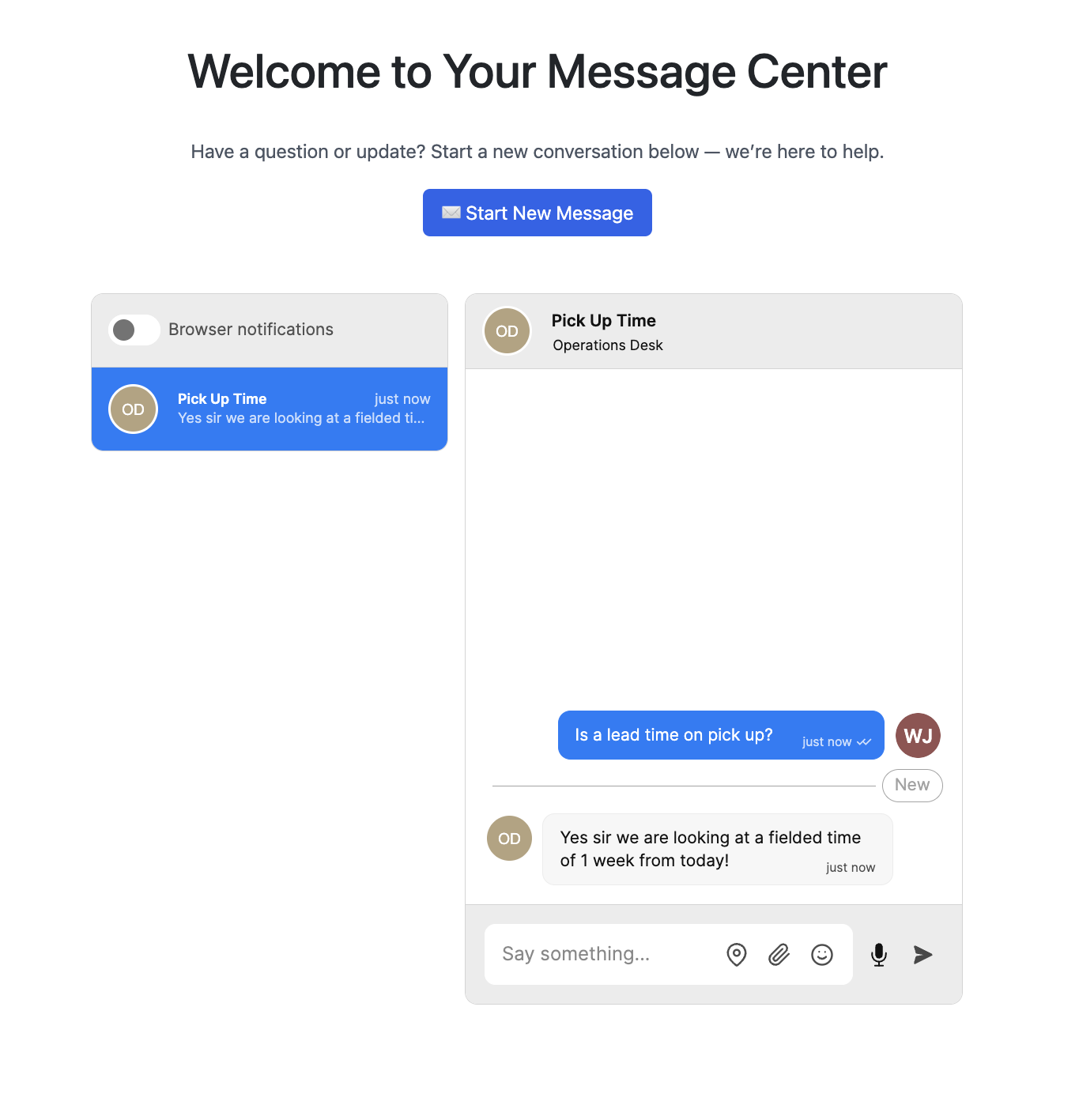 Message Center
