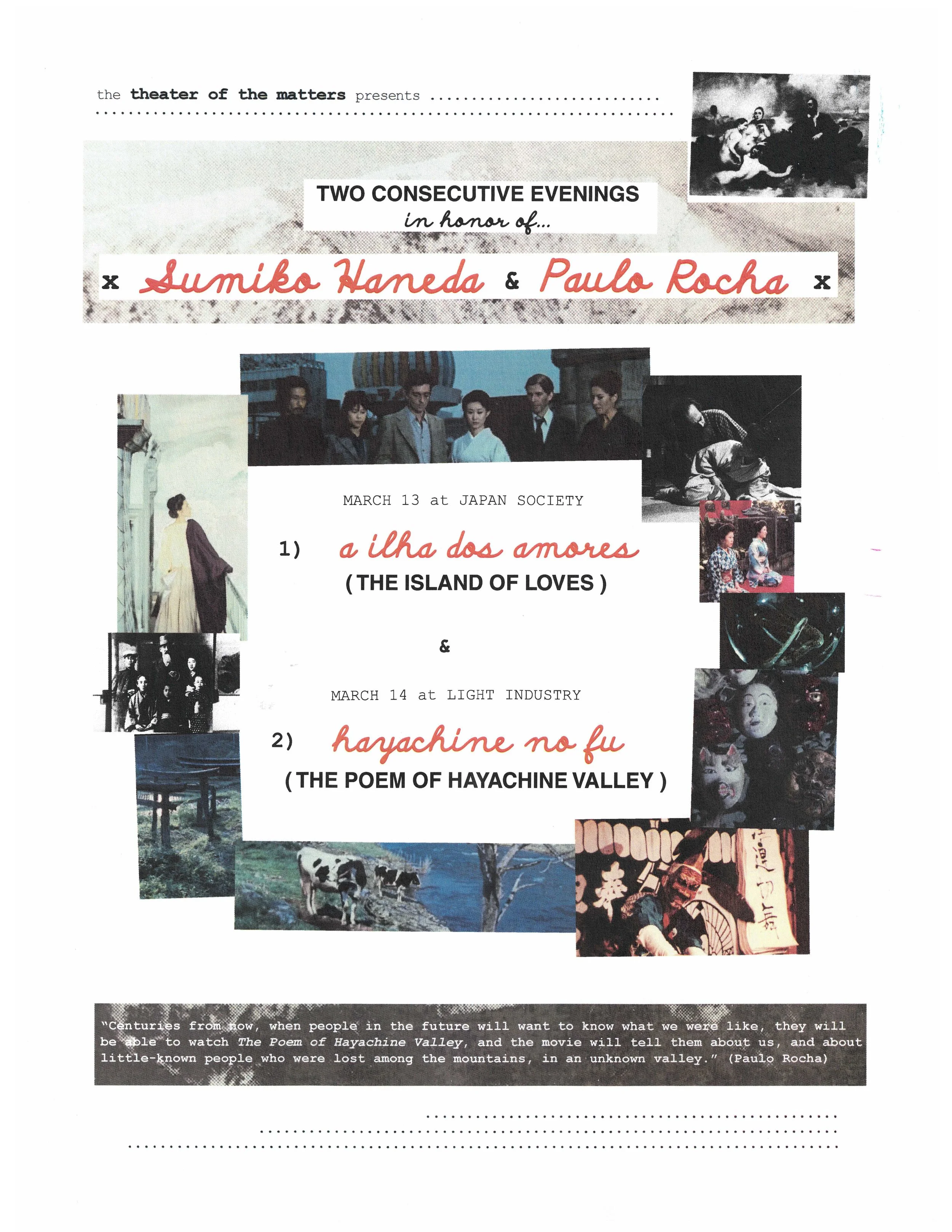 Two Evenings for Sumiko Haneda &amp; Paulo Rocha
