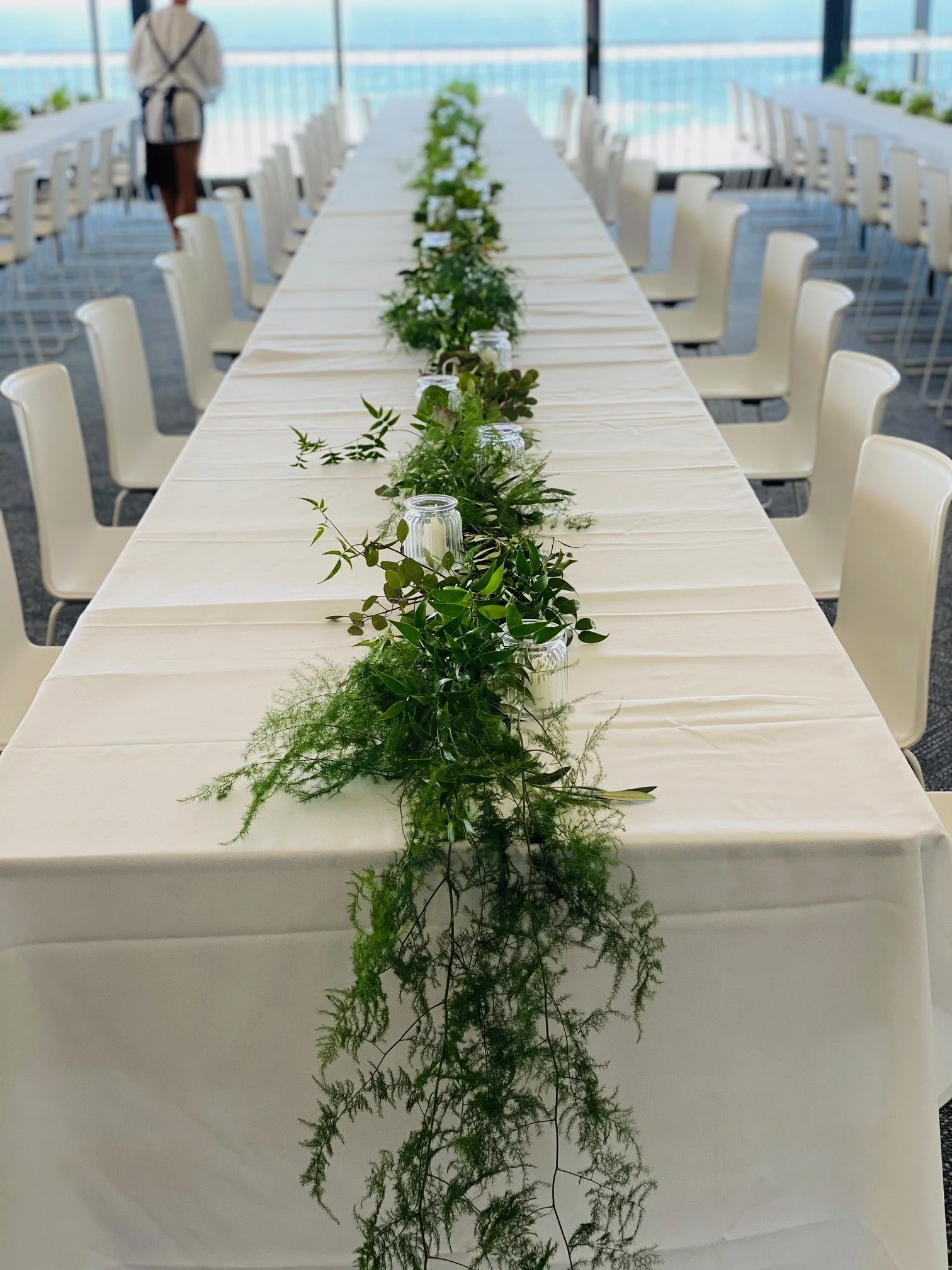 table garland, wedding flowers, foliage table runner, foliage garland, sunshine beach surf club, event table ideas, flax flower coolum florist.jpg
