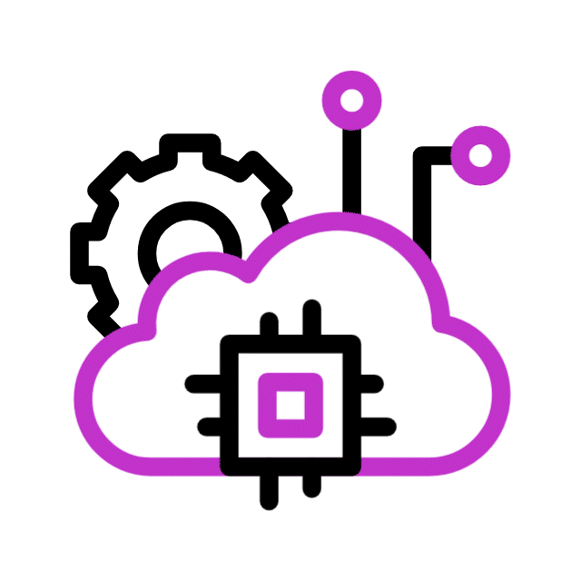 Illustration of cloud computing with gear and circuit elements, symbolizing technology and digital integration.