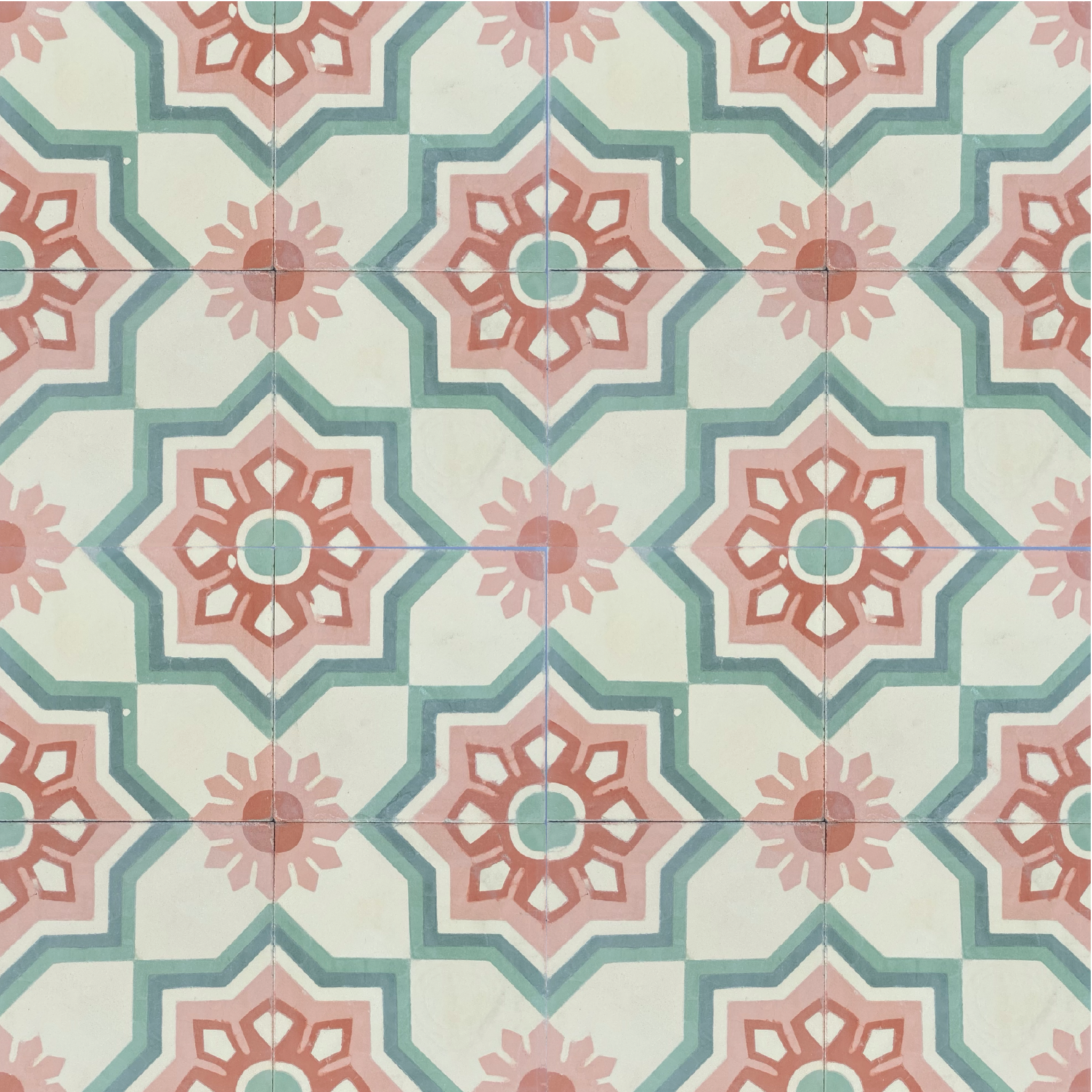 Floriana Tile in our classic colour-way of oranges, yellow and green!