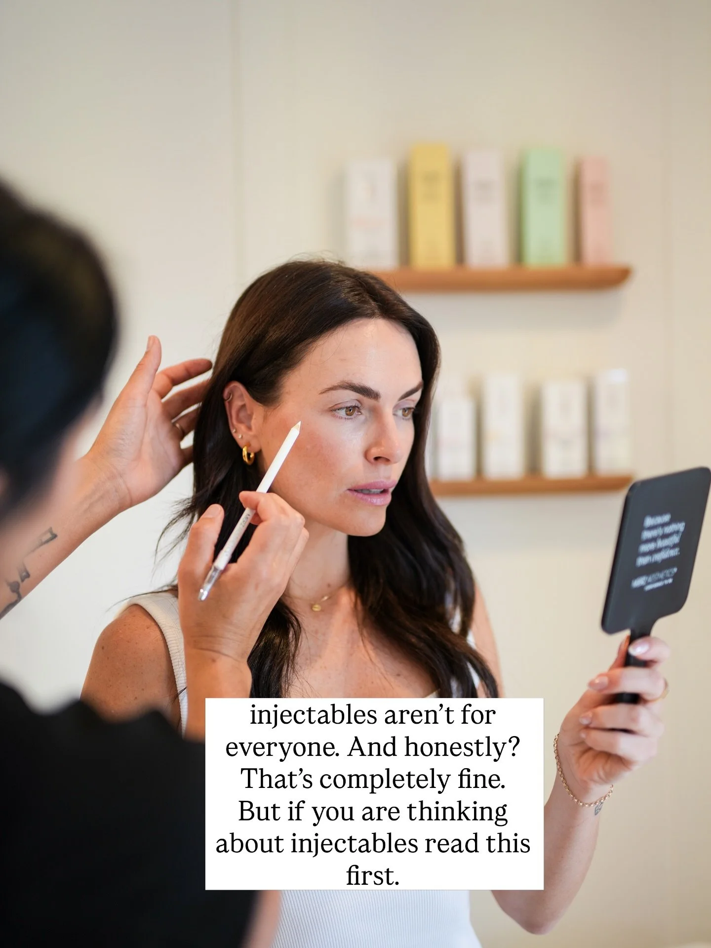 Injectables aren&rsquo;t for everyone and I mean that genuinely, not as a disclaimer.
If you&rsquo;re curious but not sure, that&rsquo;s completely valid. Sit with it. Do your research. Talk to someone you trust. There&rsquo;s no expiry date on the d