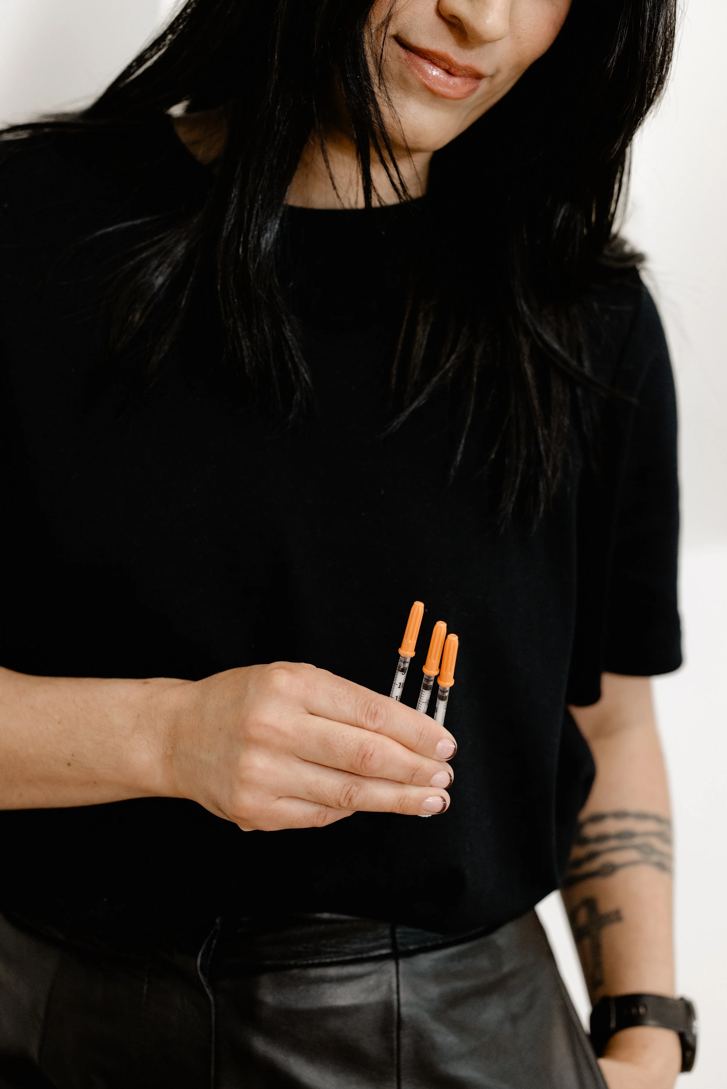 Salon customer with new long natural braids