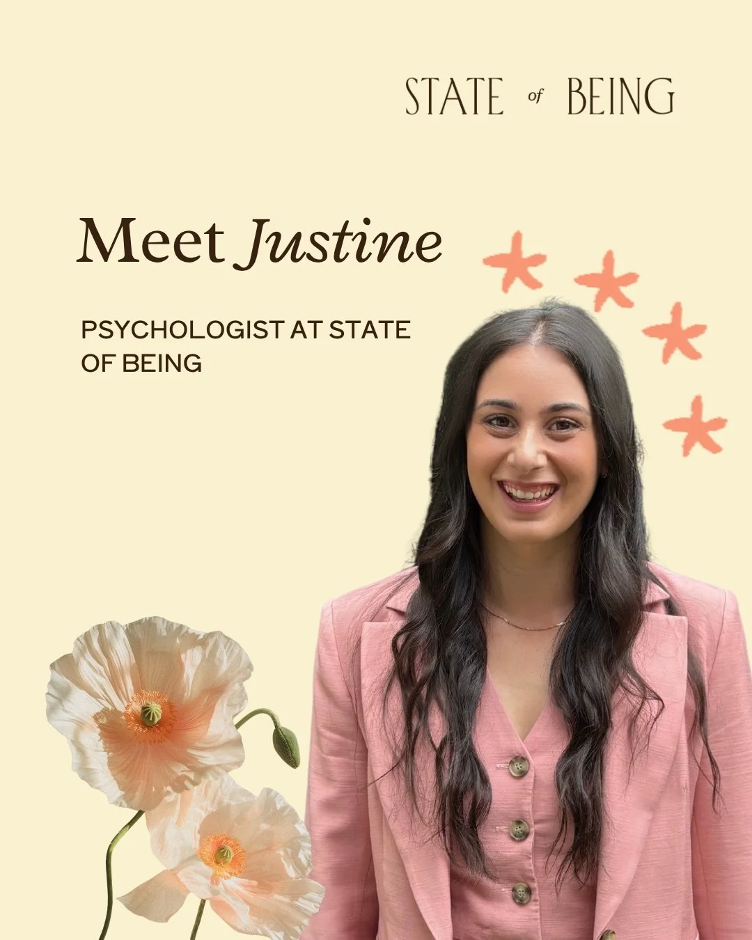 Meet Justine 💁🏼&zwj;♀️

We&rsquo;re excited to introduce Justine, psychologist at State of Being.

Justine works with individuals and couples who may appear to be coping on the outside, while feeling overwhelmed, stuck, disconnected or exhausted un