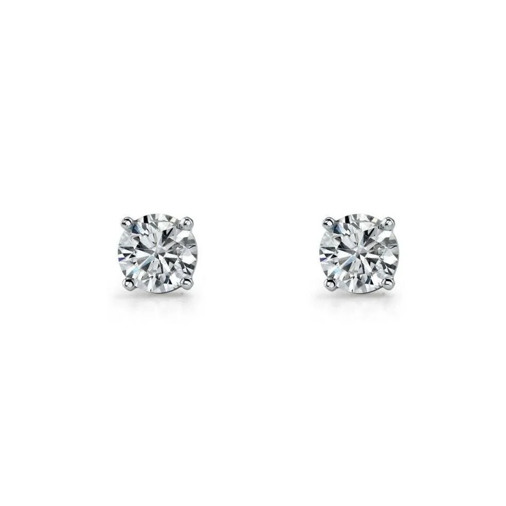 8mm Round WH Cubic Zirconia Claw Set Studs