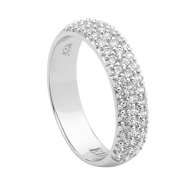Ellani Pave set CZ Ring Silver R343