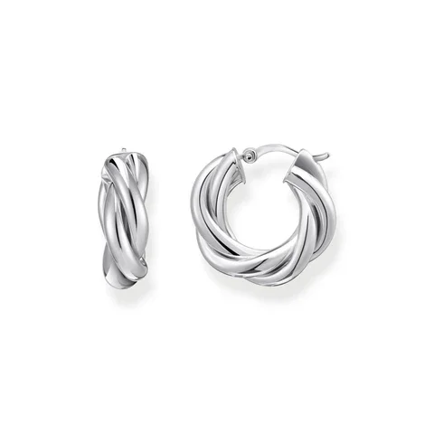 Hoop earrings in intertwined design silver