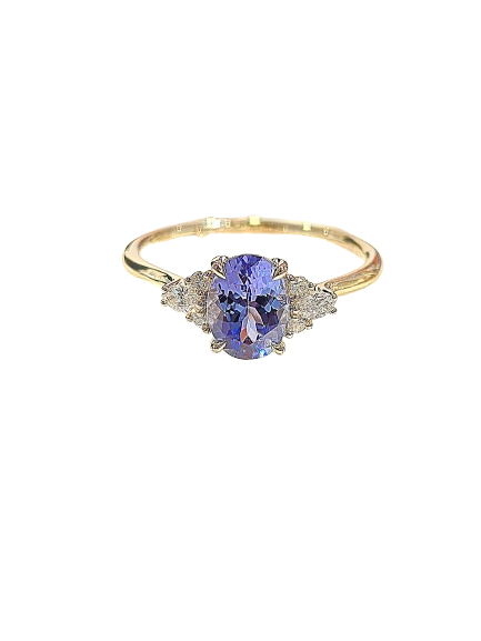 9ct Yellow Gold Tanzanite and Diamonds Ring