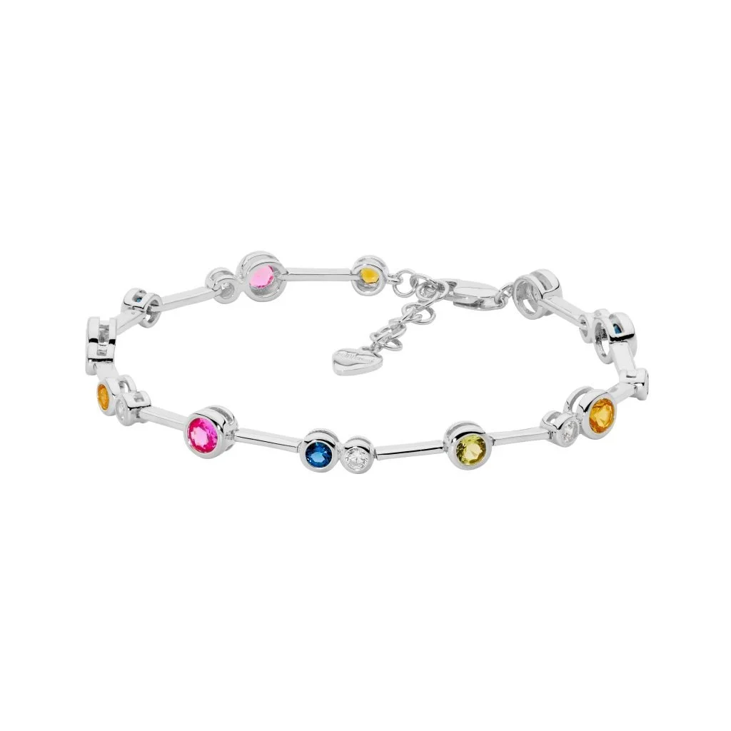Bezel Set Multi Colour Cubic Zirconia Bar Bracelet