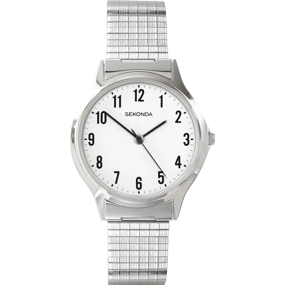 Sekonda Mens Silver White Dial Expander Quartz Watch 36mm SK3751