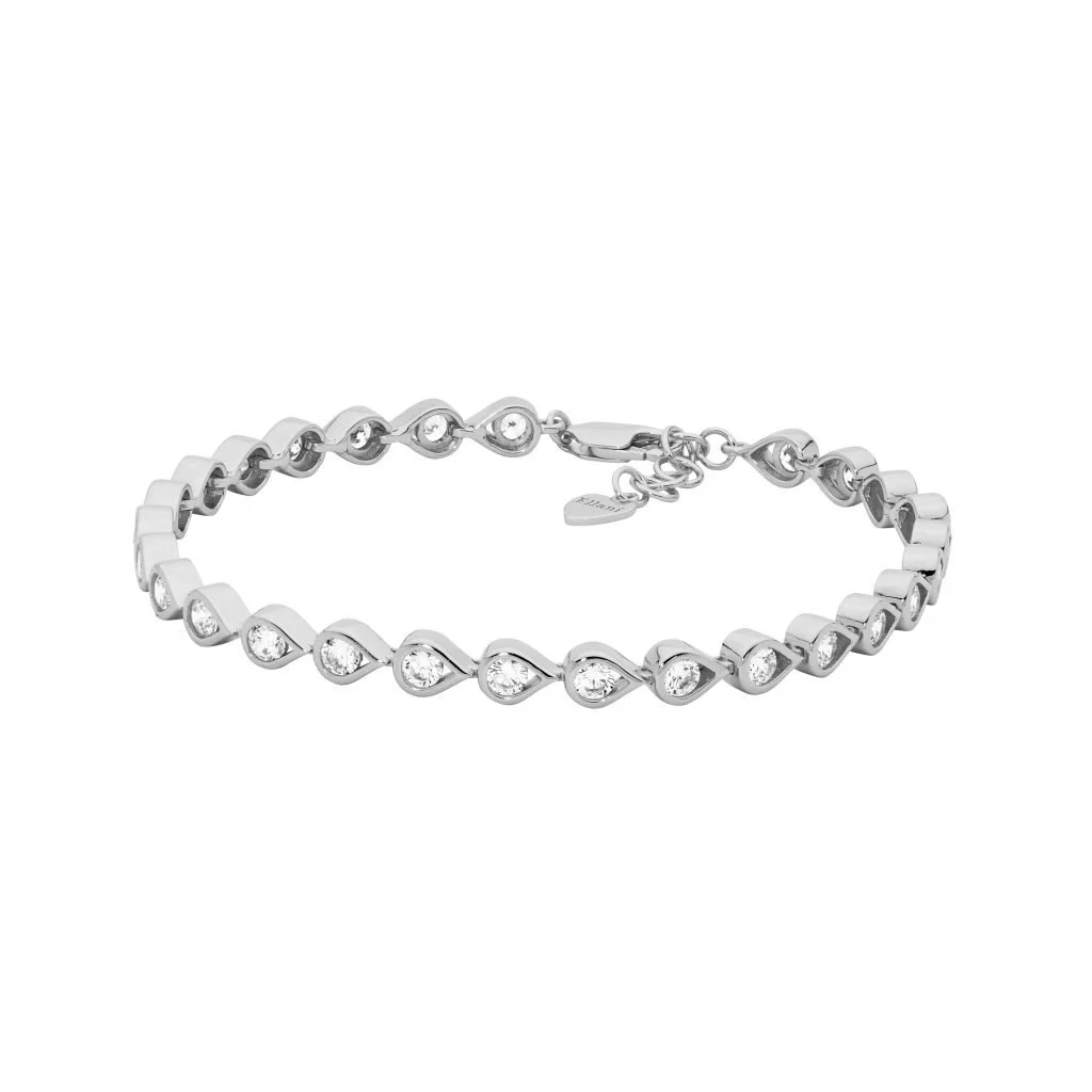 Open Tears With White Cubic Zirconia Bracelet - 17cm With Extension Chain