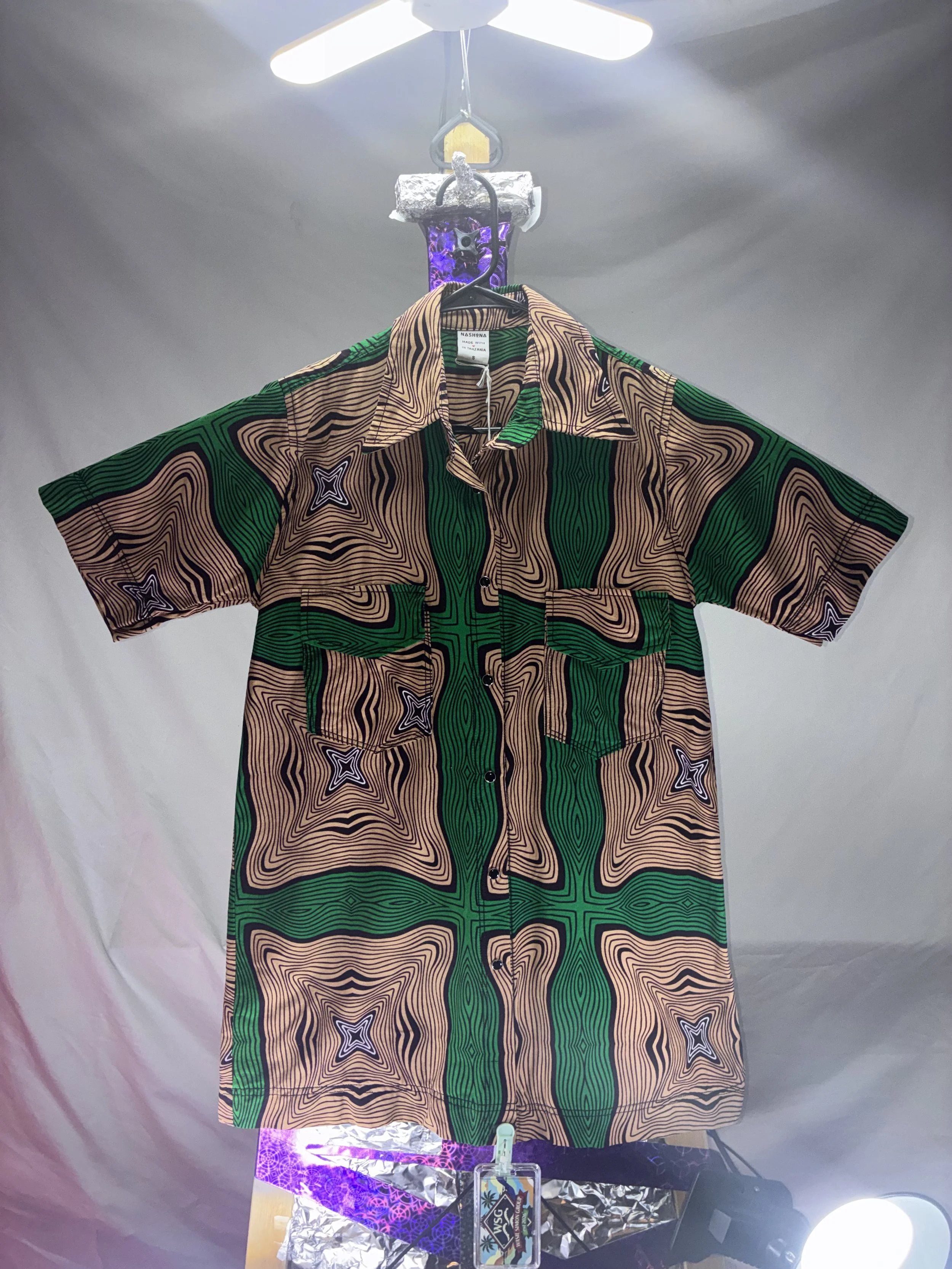 "Nashona" Funky Vibes Button-Up Shirt