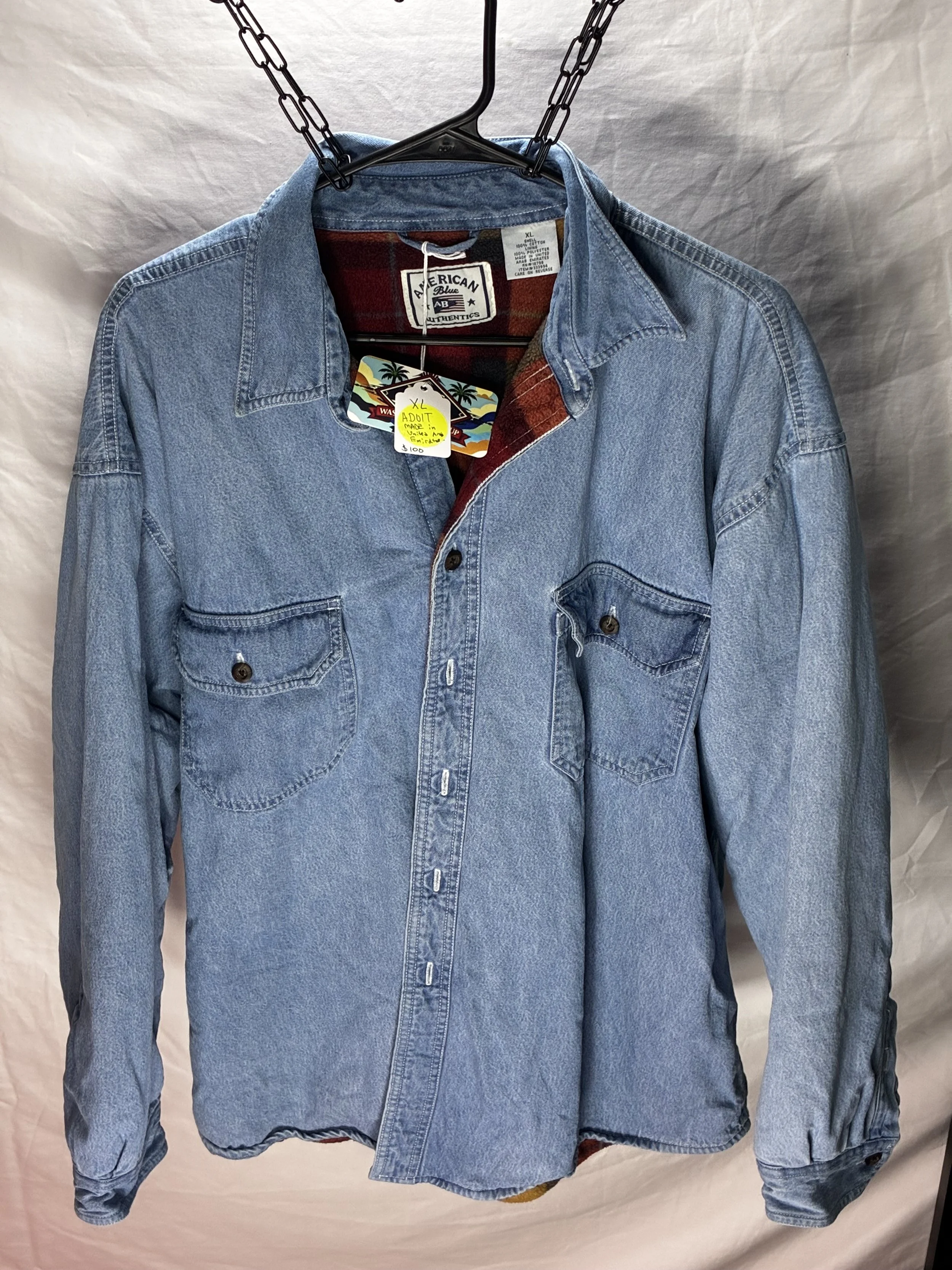 XL American Authentics Fleece-Lined Denim Jacket